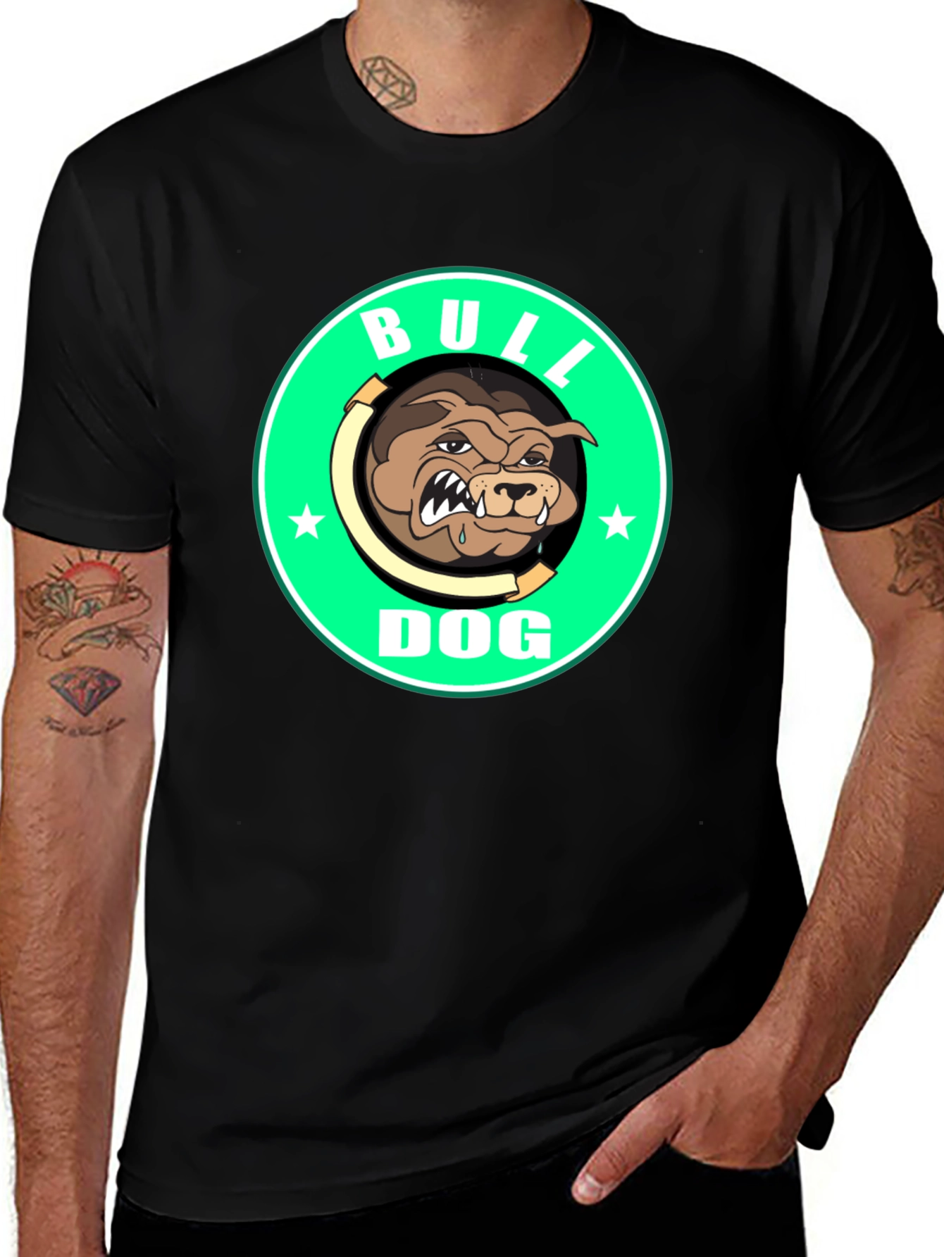 Variant 13 of Bulldog Graphic Tee - Men's Black T-Shirt