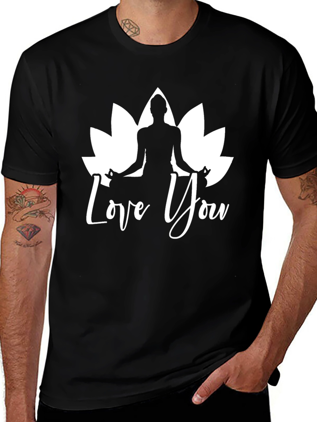 Variant 15 of Yoga Lotus 'Love You' Black T-Shirt