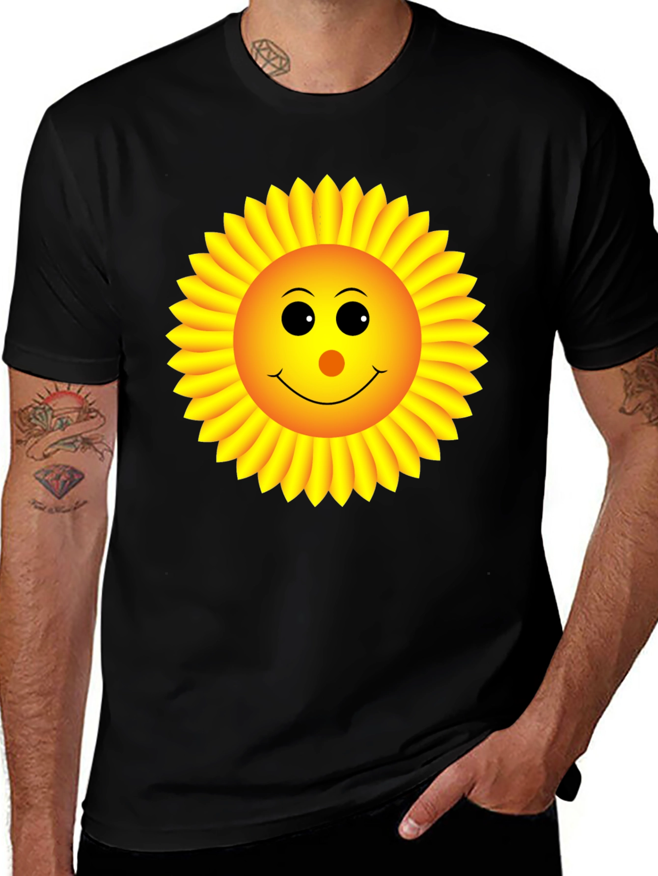 Variant 19 of Smiling Sunflower Graphic Tee - Cheerful Cotton T-Shirt