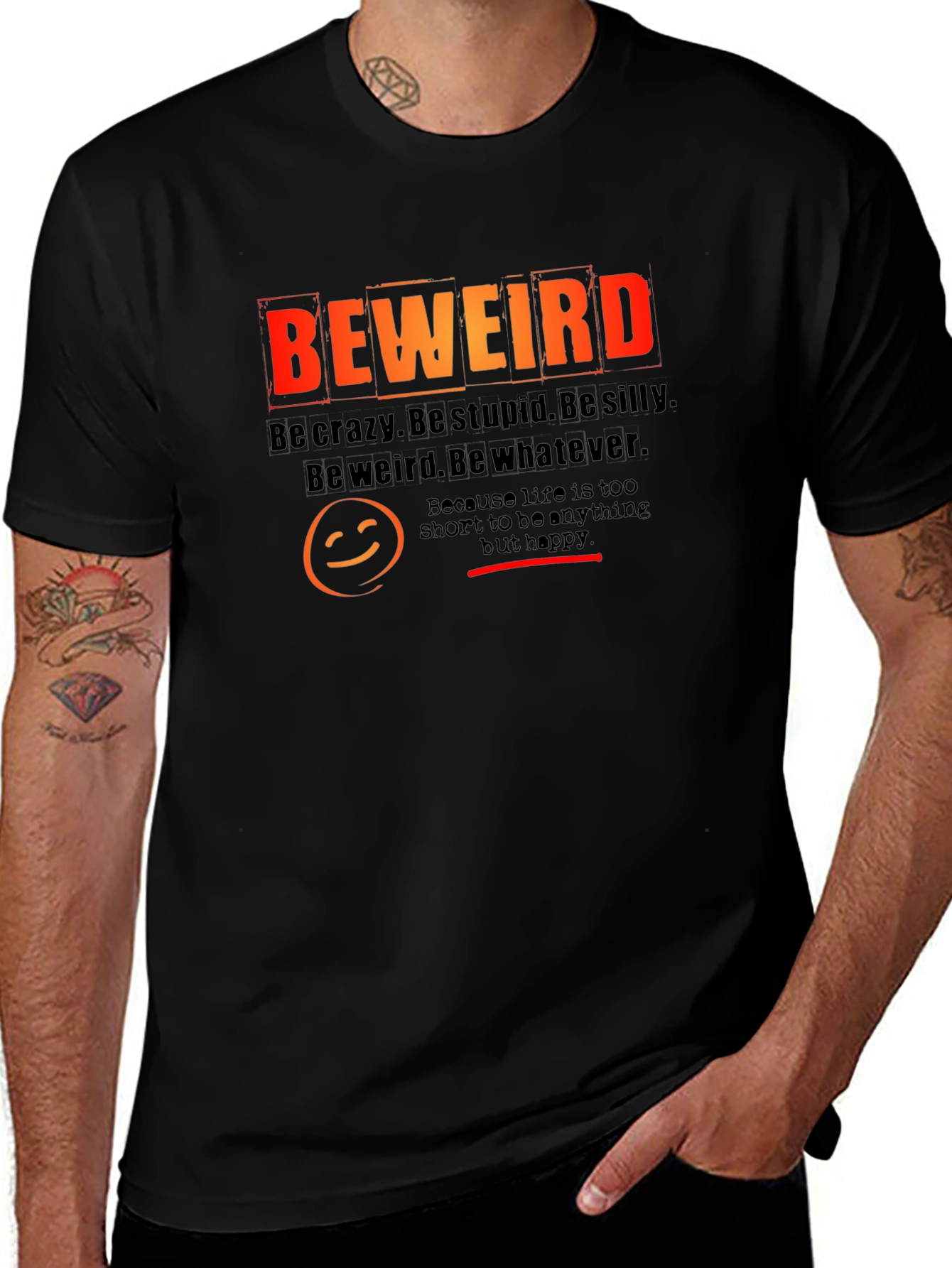 Variant 19 of Be Weird Graphic Tee - Black Cotton T-Shirt