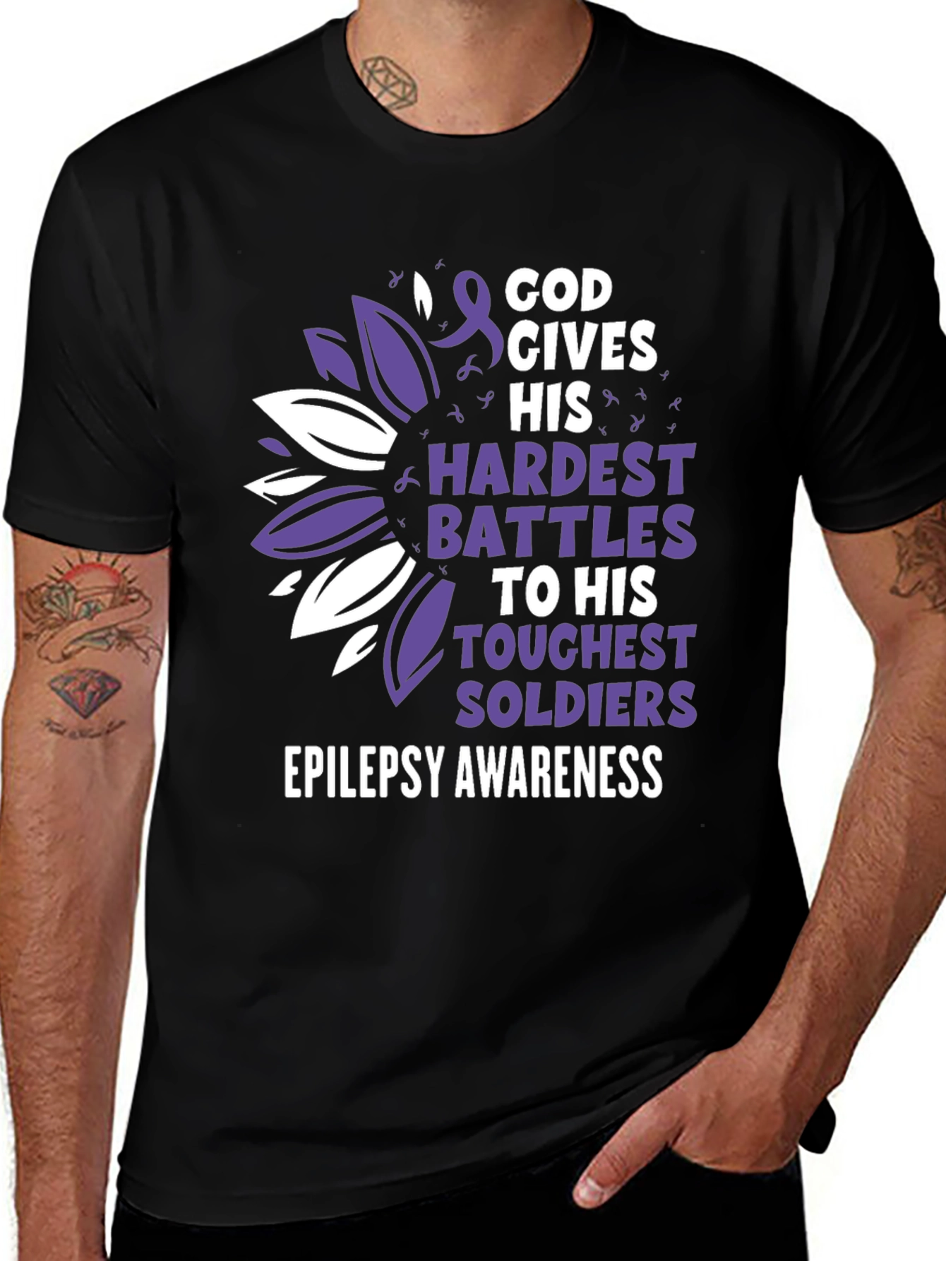 Epilepsy Awareness T-Shirt - God Gives His Hardest Battles