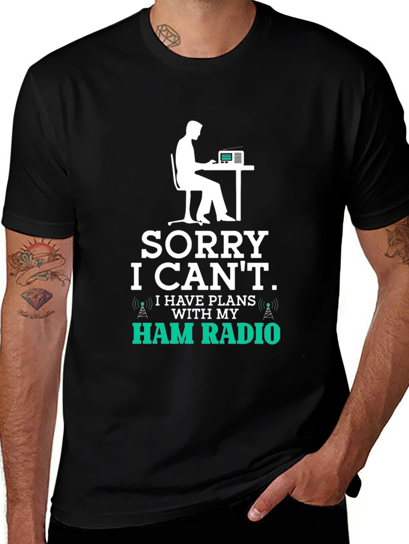 Variant 19 of Ham Radio T-Shirt - Sorry I Can't, Plans with My Ham Radio