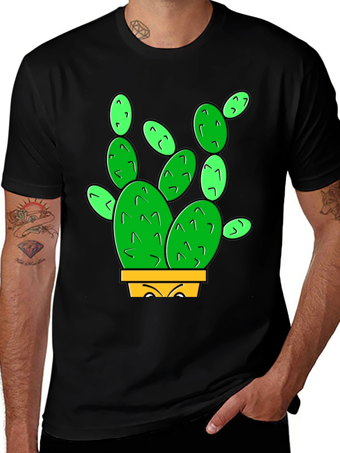 Variant 3 of Cactus Graphic T-Shirt - Men's Black Tee