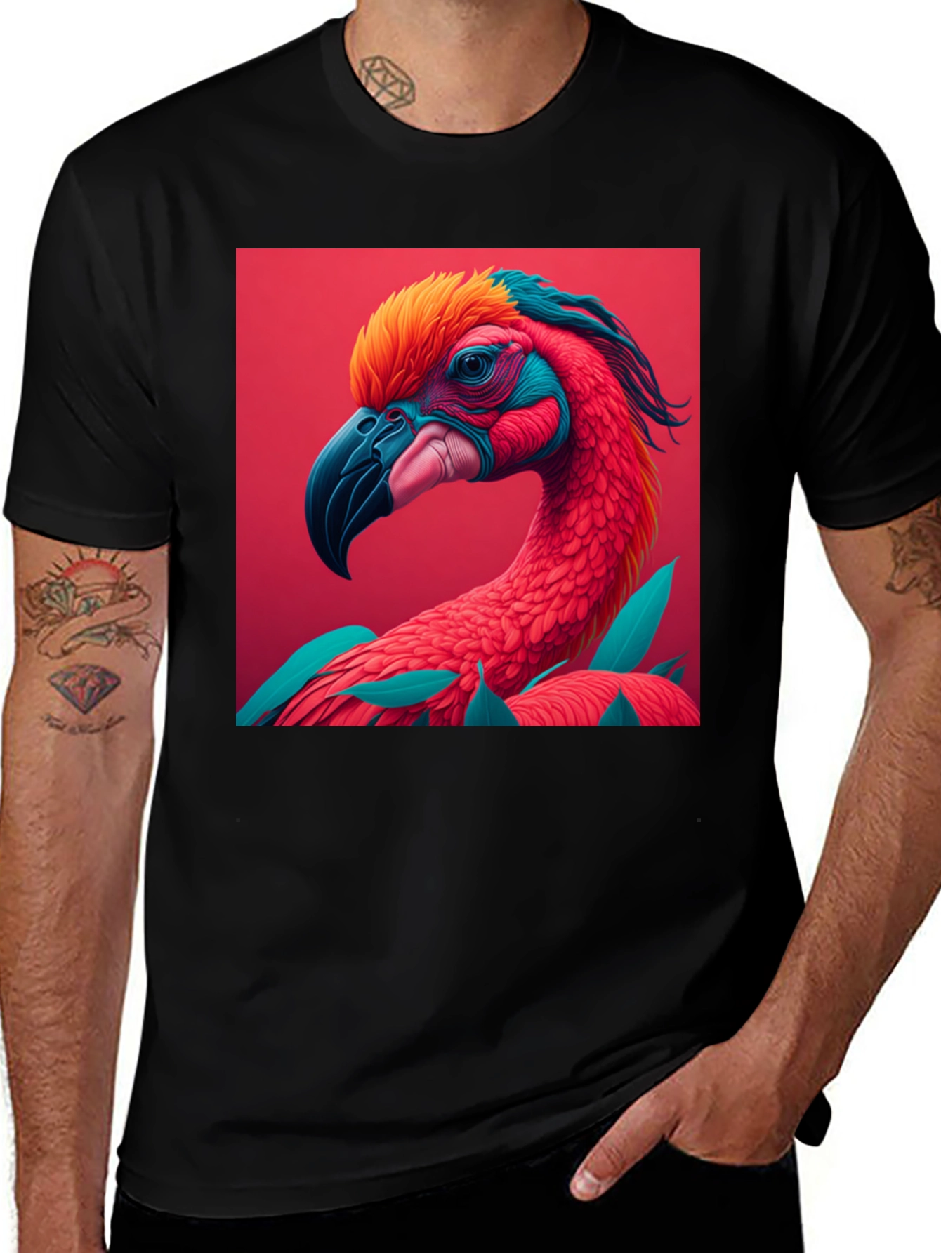 Variant 24 of Bold Flamingo Graphic Tee - Eye-Catching Bird Design