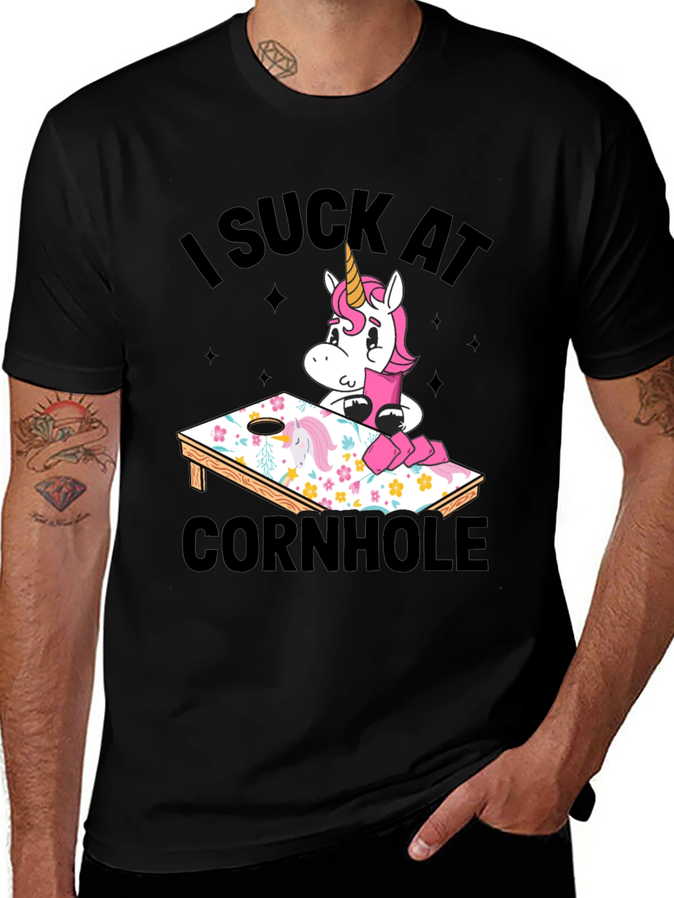Variant 30 of I Suck At Cornhole Unicorn T-Shirt