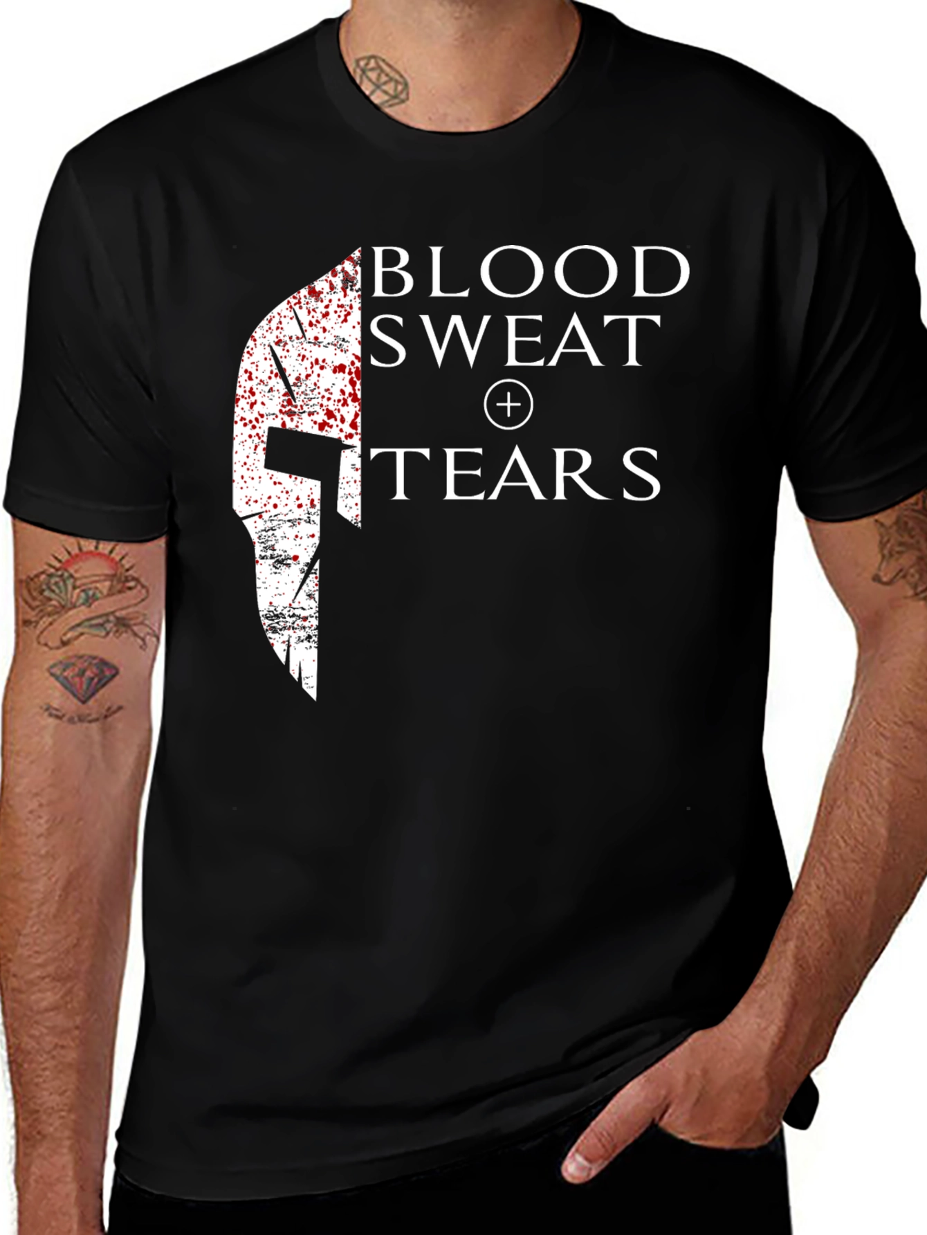 Variant 18 of Blood Sweat Tears Spartan Helmet T-Shirt - Black