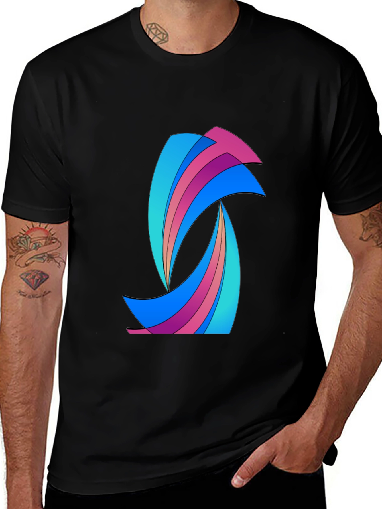 Variant 6 of Abstract Graphic Print Black T-Shirt