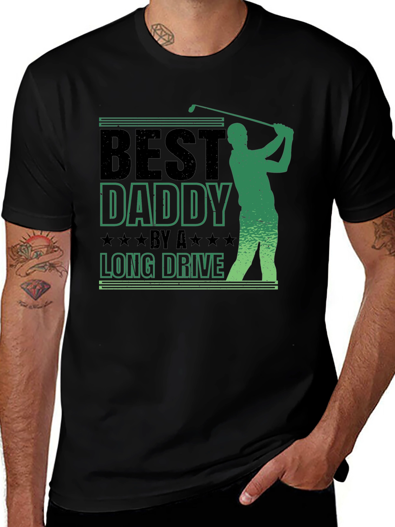 Variant 10 of Best Daddy By a Long Drive Black T-Shirt