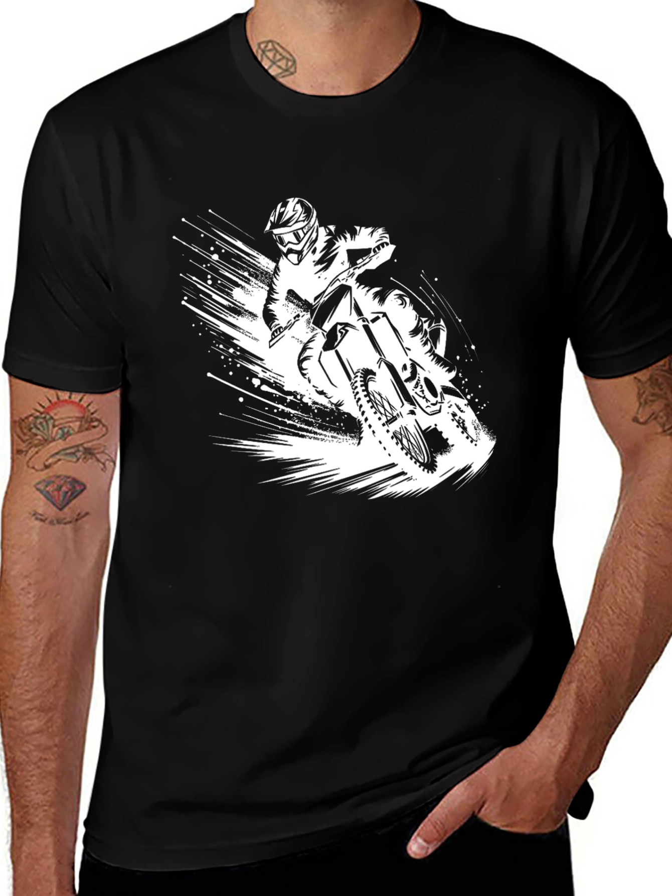 Variant 14 of Motocross Rider Graphic T-Shirt - Black