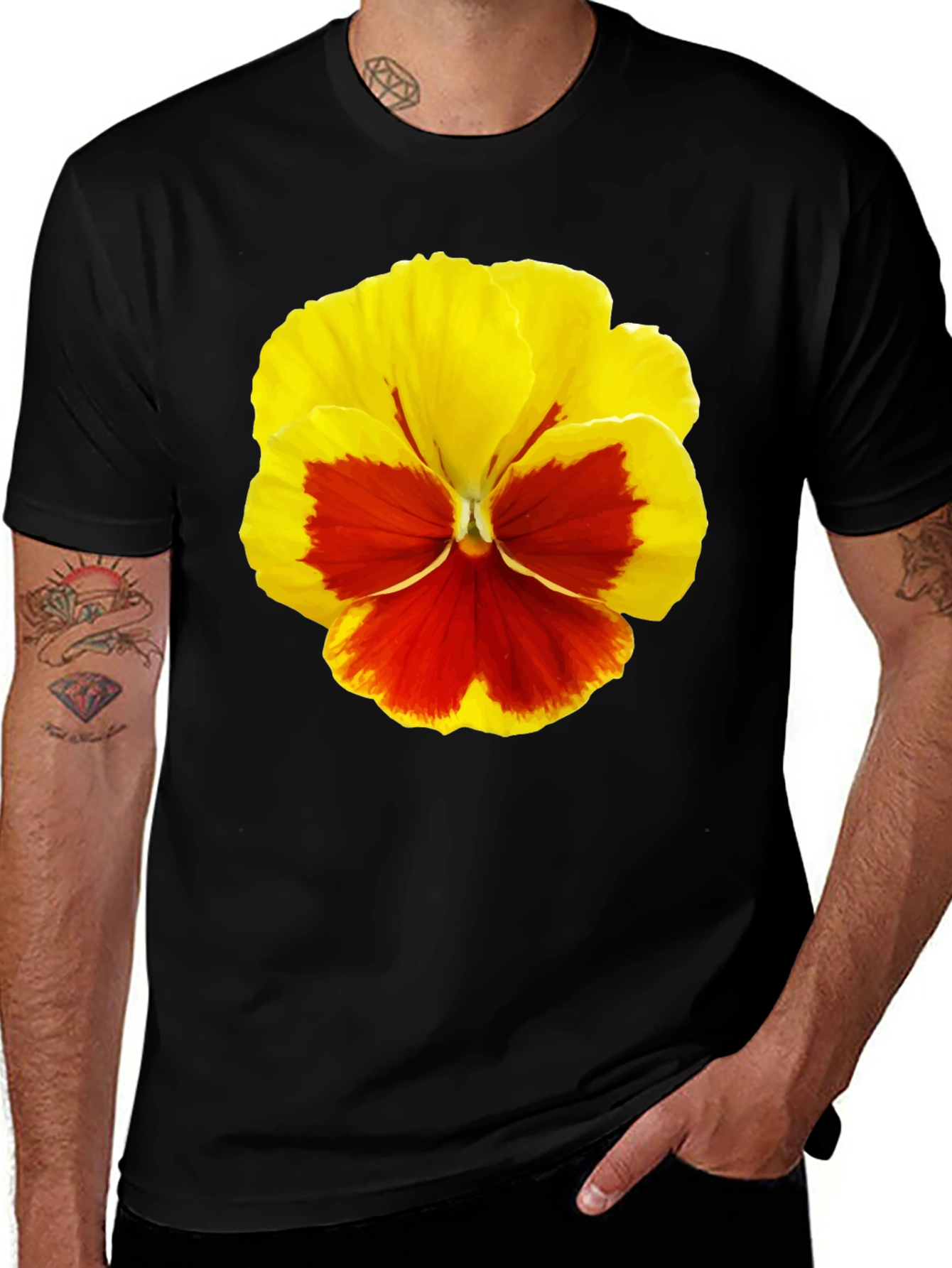 Variant 27 of Pansy Graphic Tee - Unisex Black T-Shirt