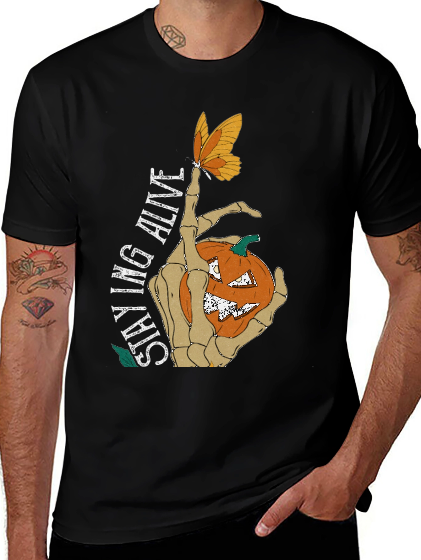 Halloween Skeleton Hand Pumpkin T-Shirt