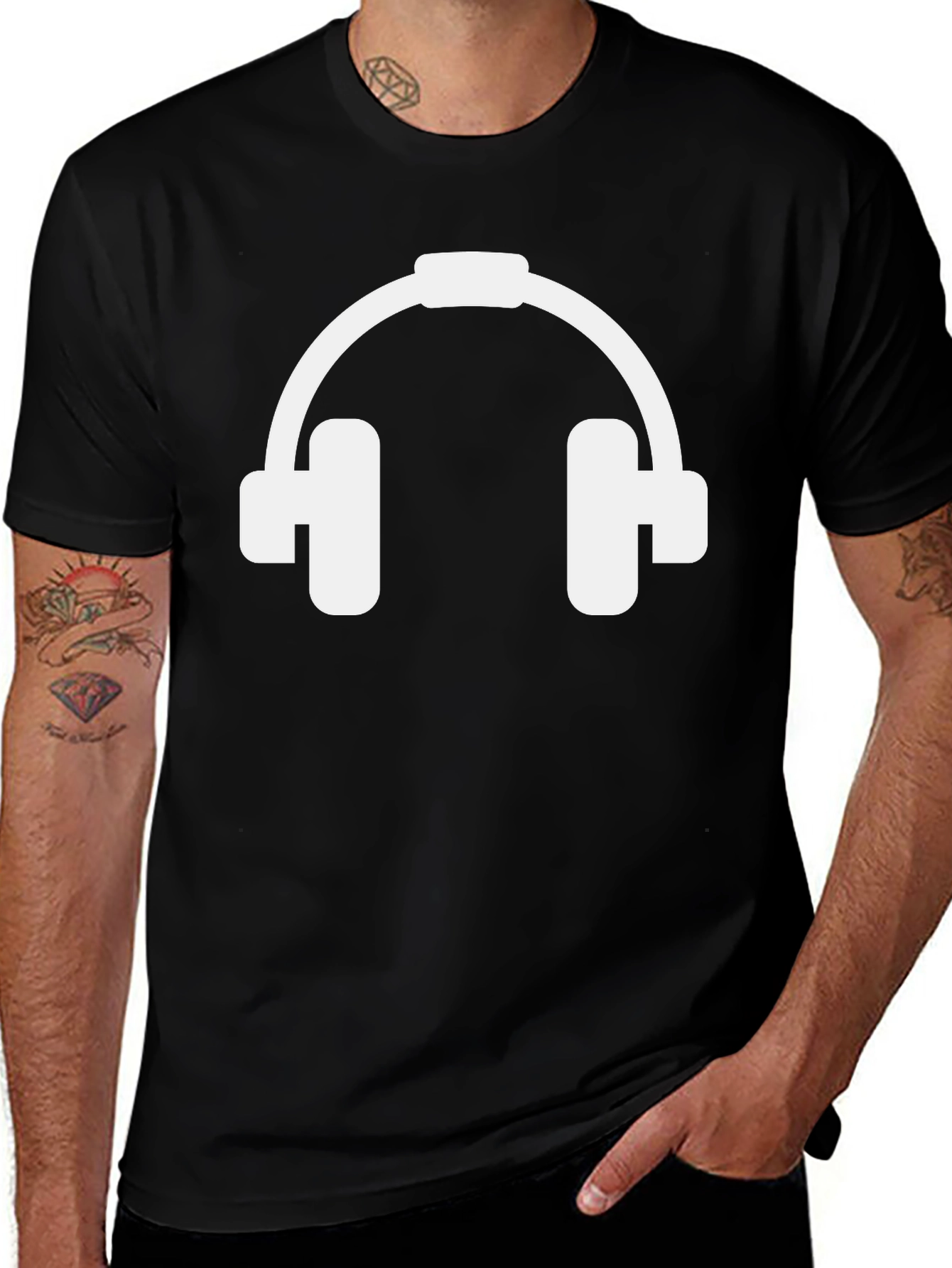 Variant 11 of Headphone Graphic Black T-Shirt