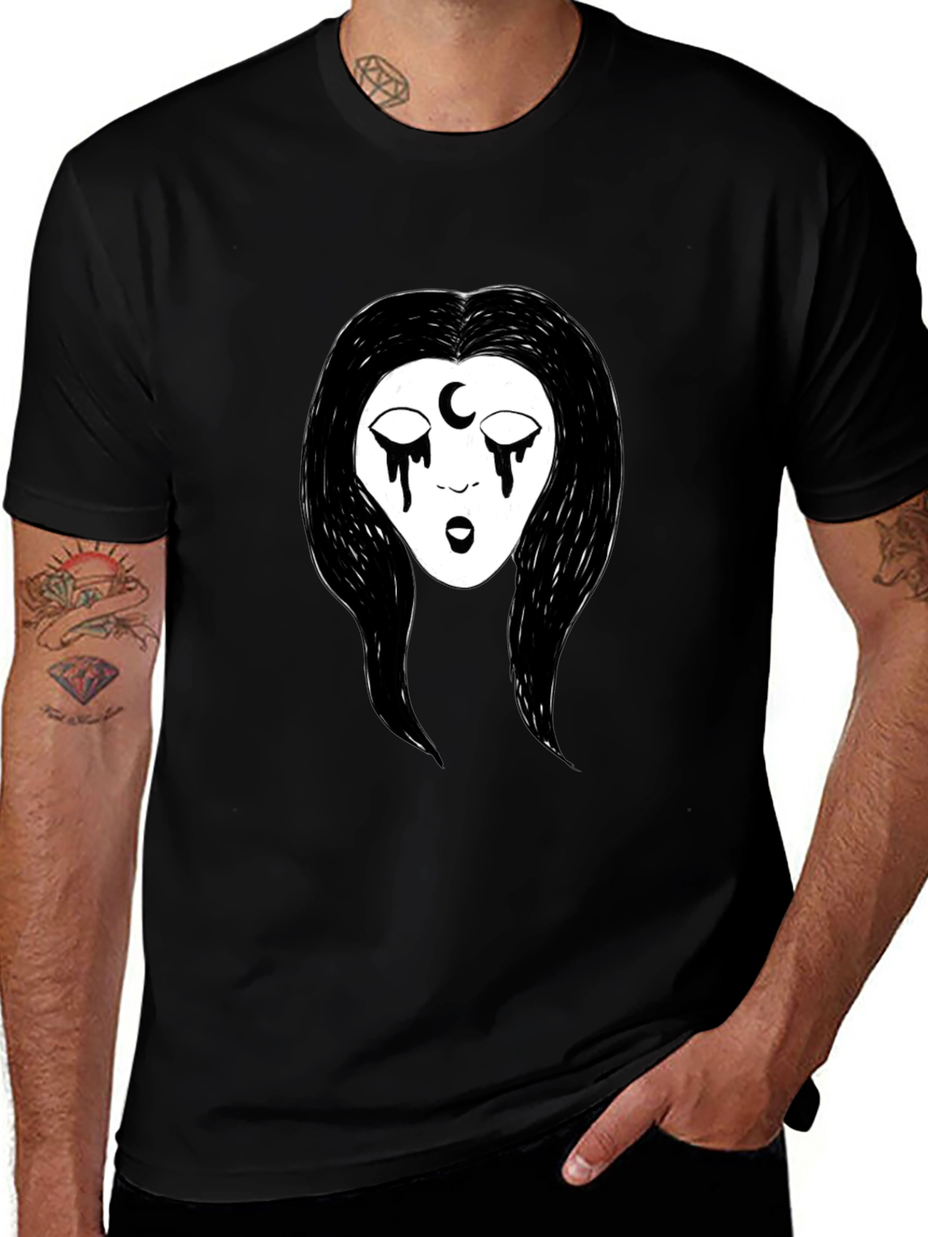 Variant 24 of Mystic Moon Woman Graphic Tee - Black Cotton T-Shirt