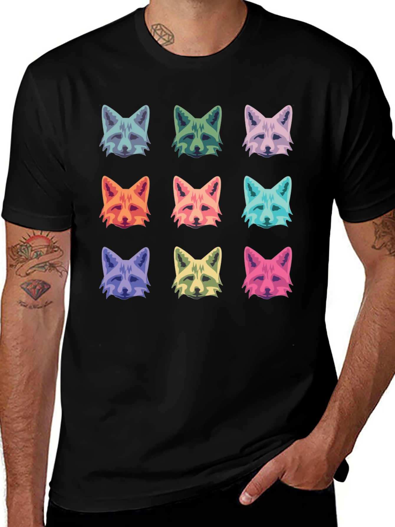 Variant 21 of Colorful Raccoon Head Pattern T-Shirt