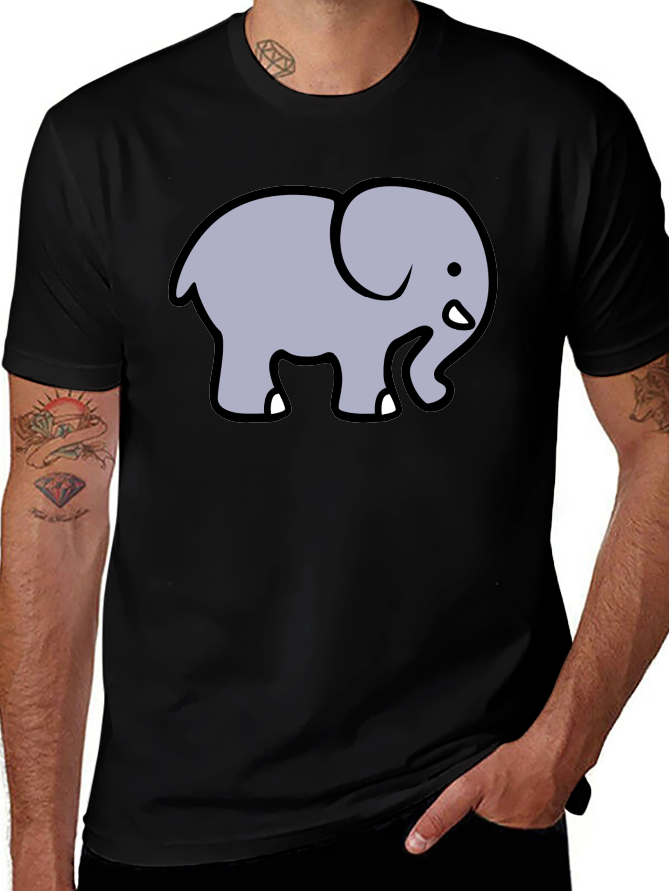 Variant 29 of Cartoon Elephant Black T-Shirt Cute Graphic Tee