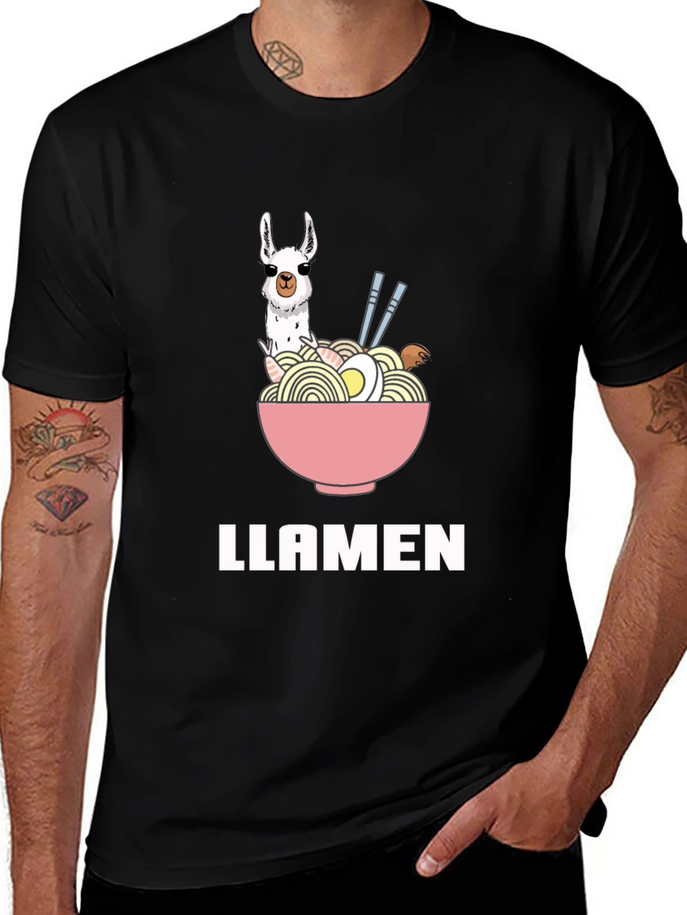 Variant 24 of Llamen Ramen Funny T-Shirt - Unisex Black Tee
