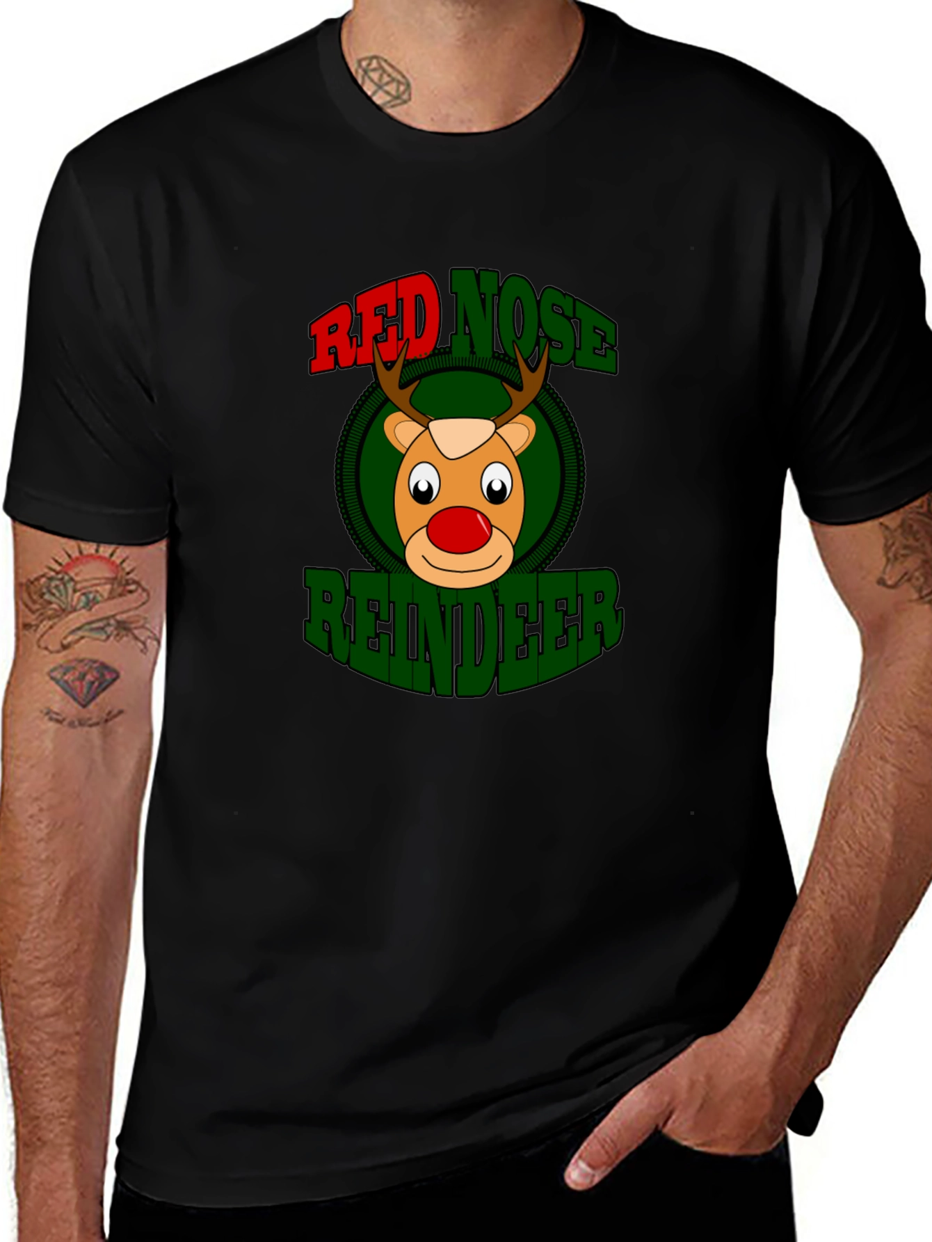 Variant 12 of Red Nose Reindeer Graphic Tee - Christmas Holiday