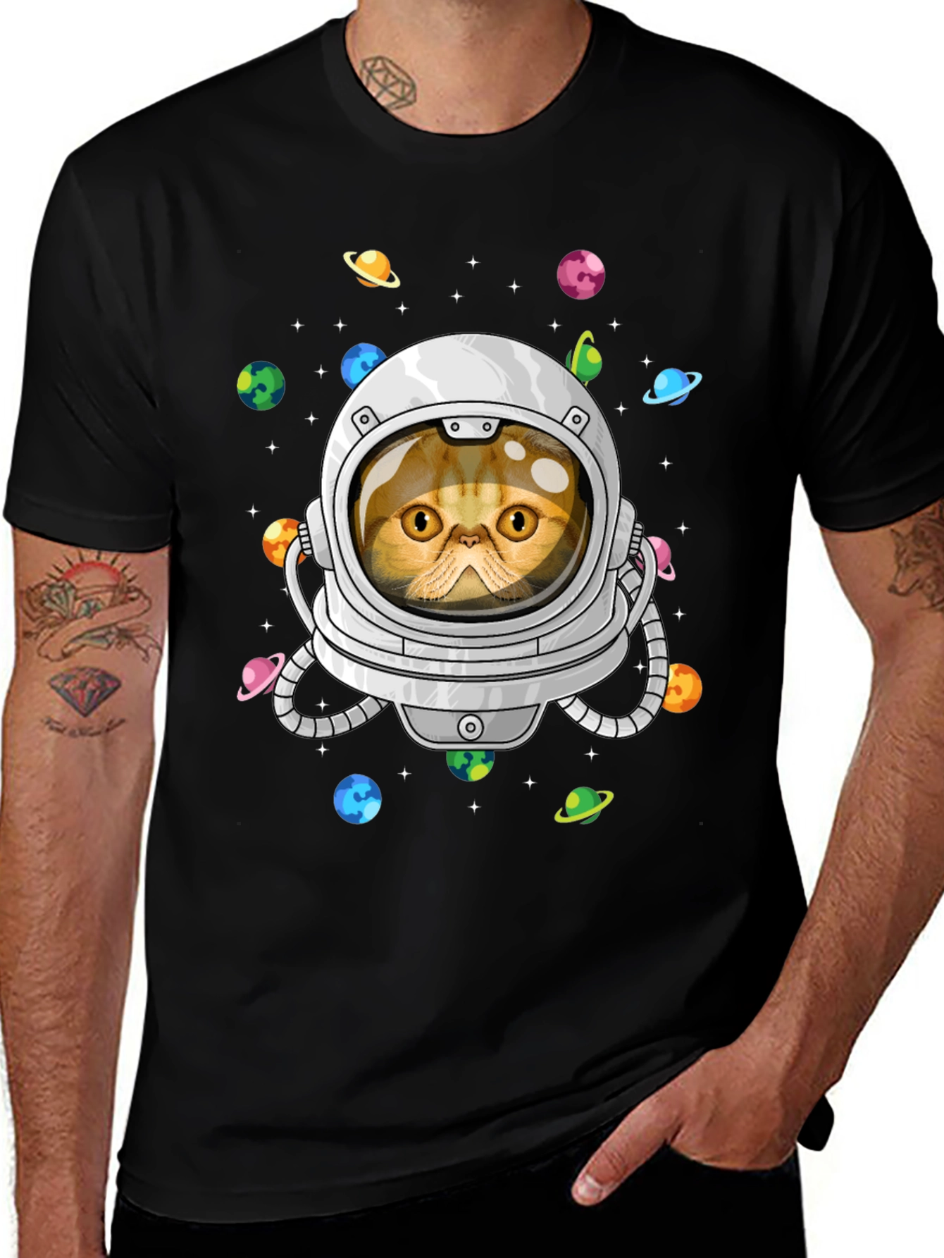 Variant 27 of Cat Astronaut Graphic T-Shirt - Space Adventure