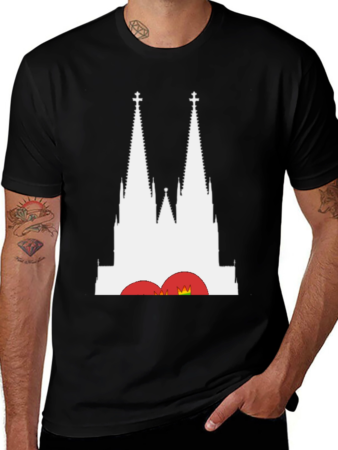 Cologne Cathedral Graphic Tee - Black Cotton T-Shirt