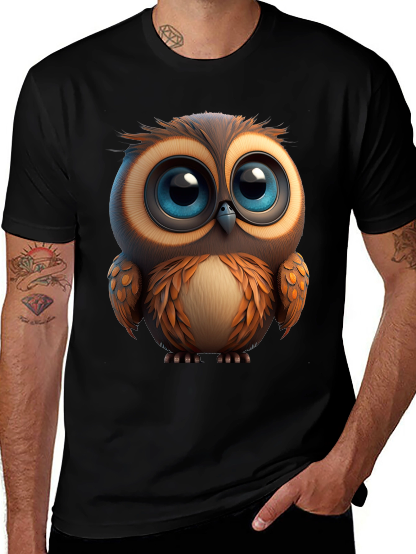 Variant 24 of Cute Owl Graphic Print T-Shirt - Soft Cotton Tee
