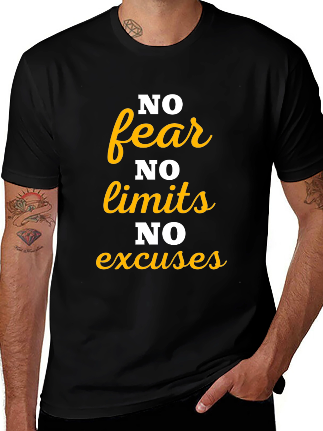 Variant 23 of Motivational 'No Fear' Graphic Tee - Black