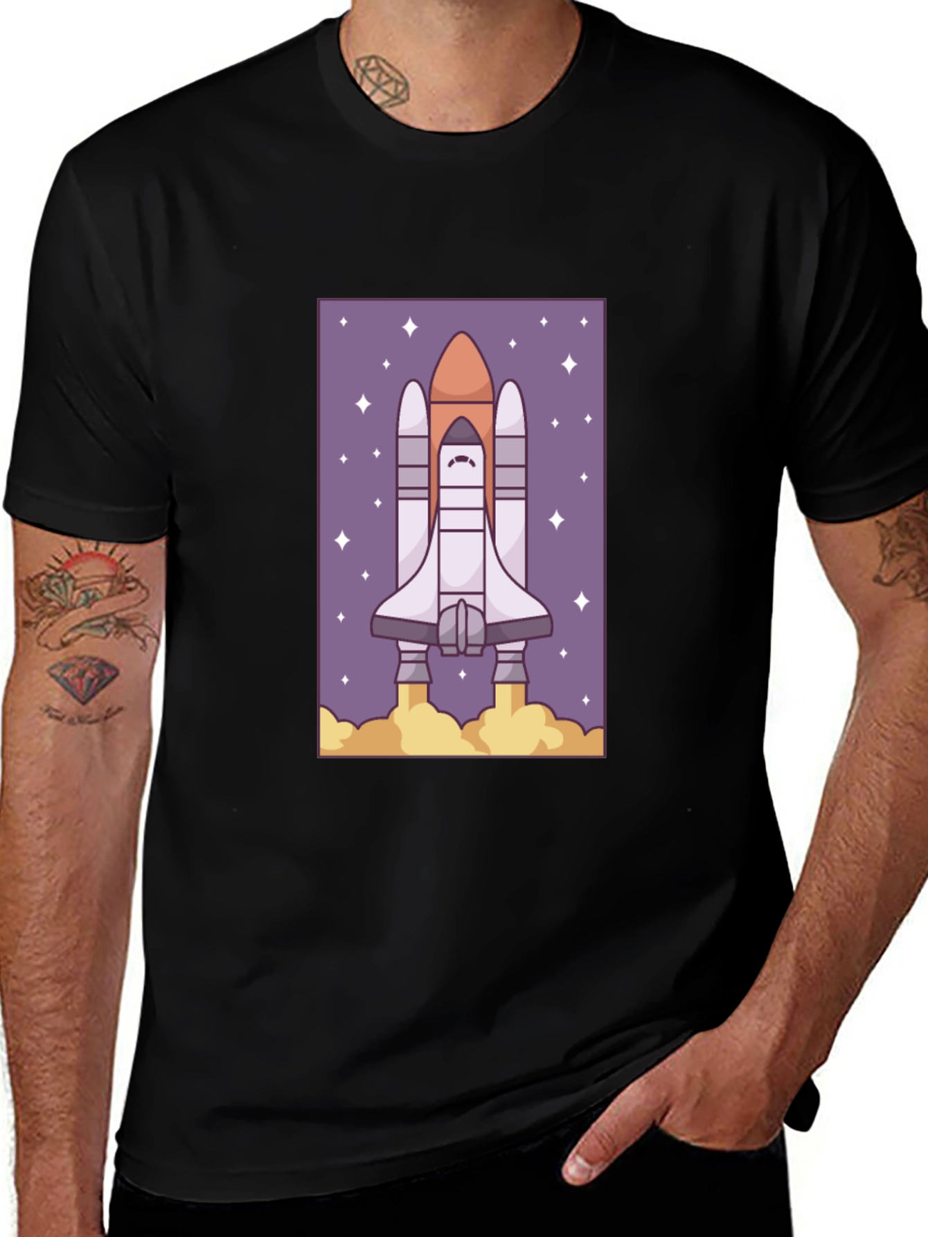 Variant 19 of Space Shuttle T-Shirt - Black Cotton Tee