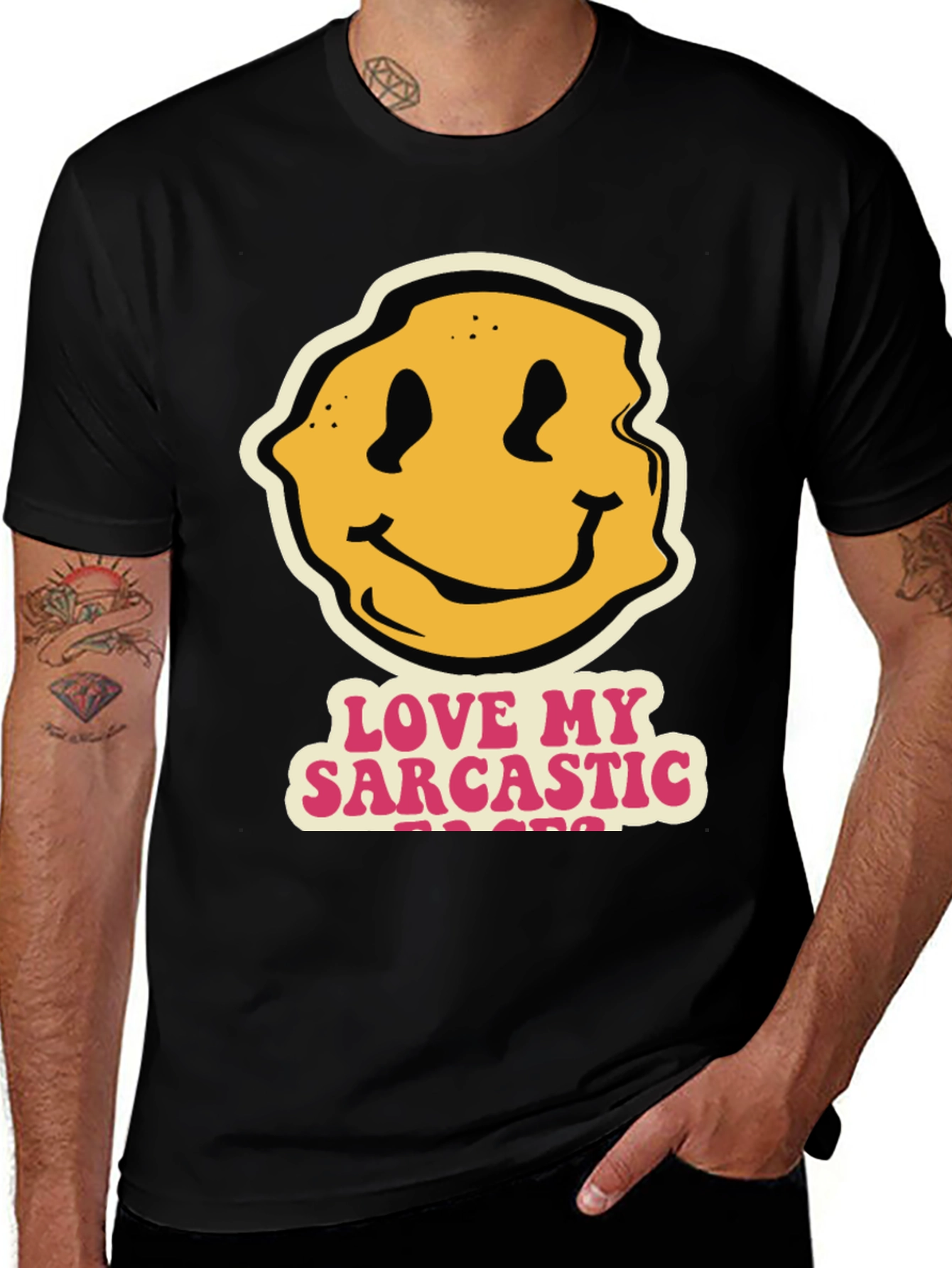 Variant 19 of Sarcastic Teacher Smiley Face Black T-Shirt