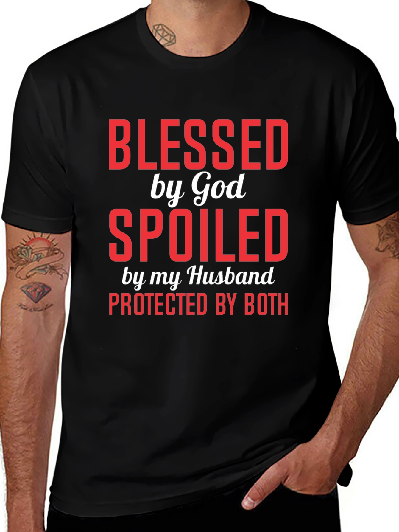 Black Blessed Spoiled Protected Graphic Tee main image