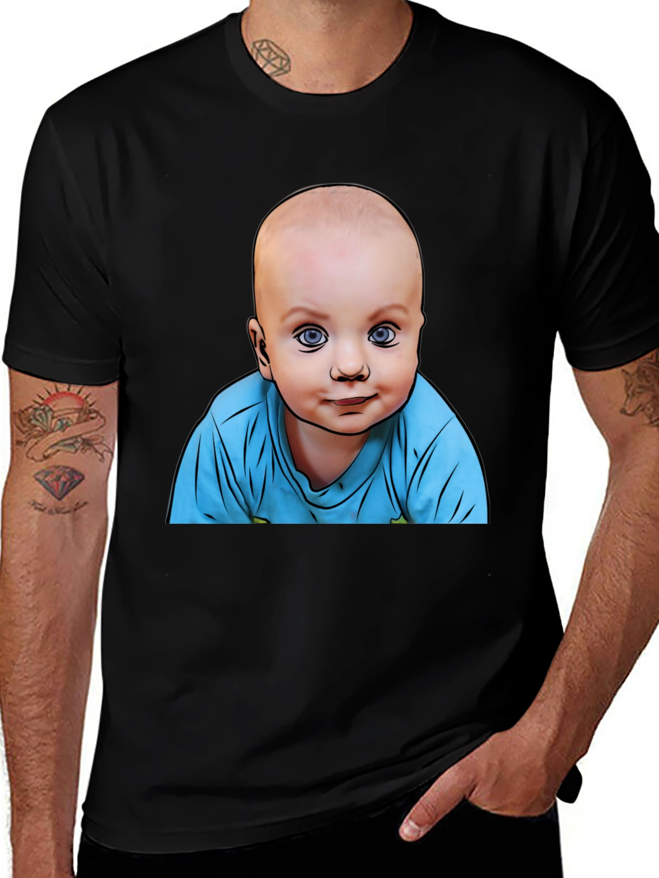 Variant 18 of Baby Graphic Black T-Shirt - Unique Cartoon Style