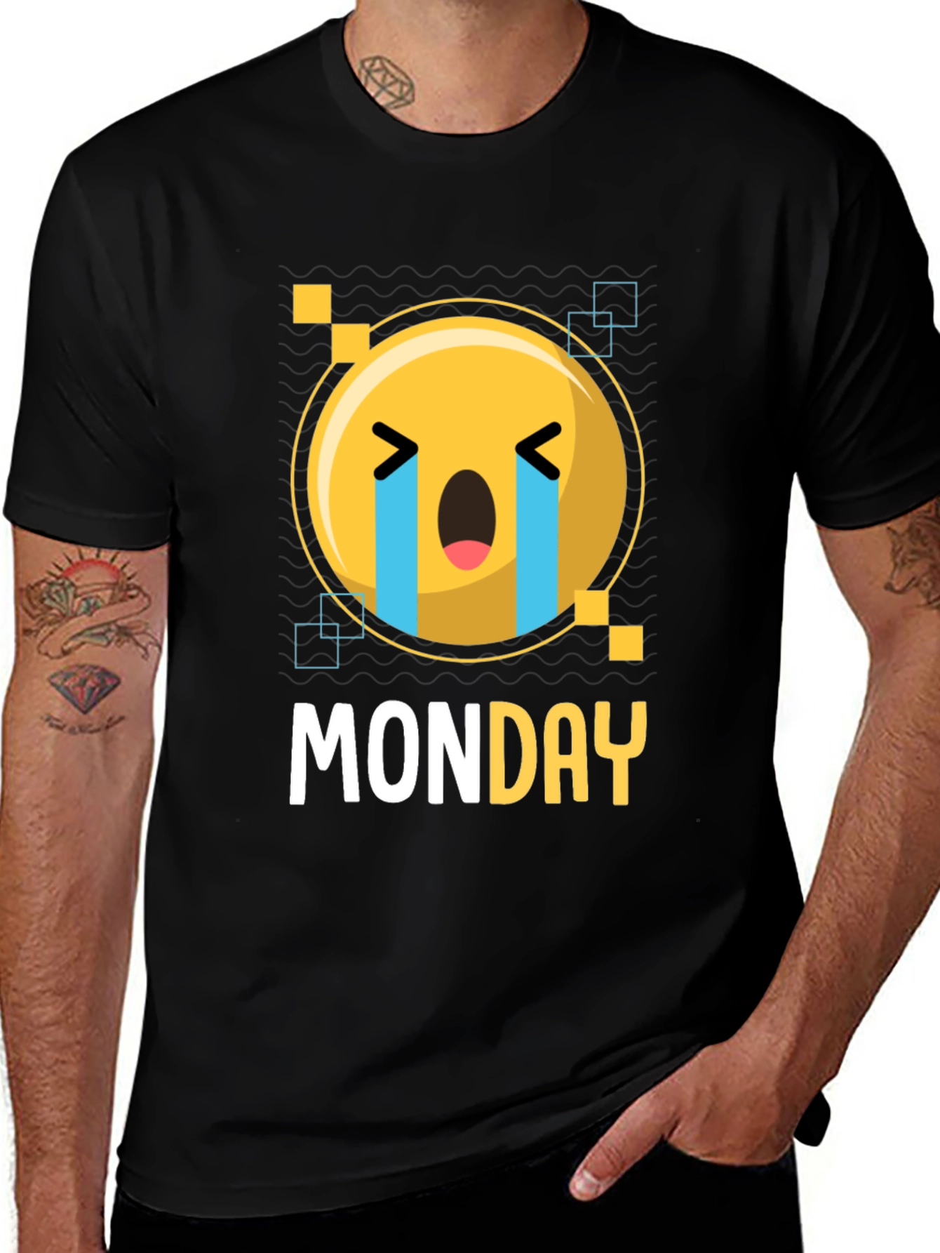 Variant 11 of Monday Blues Emoji T-Shirt - Black