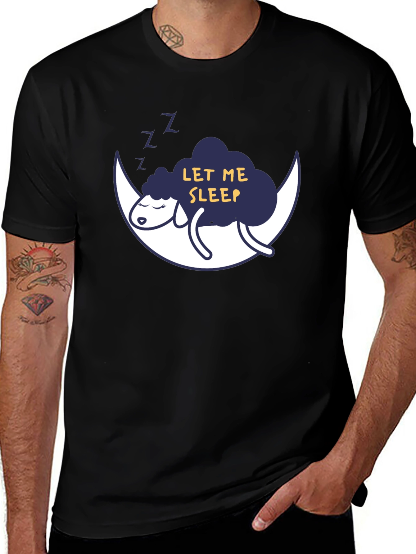 Let Me Sleep T-Shirt, Cute Sheep on Moon