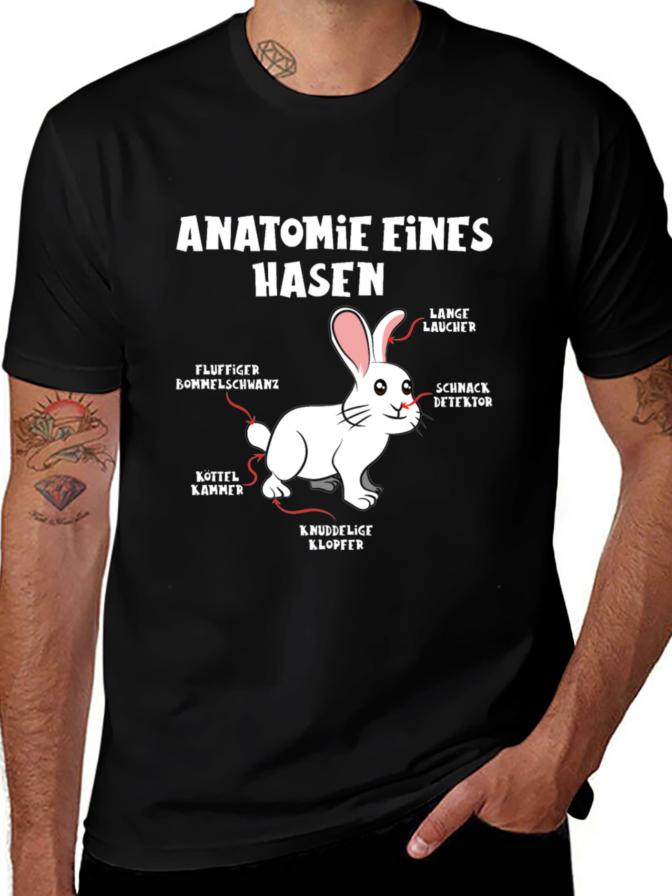 Variant 21 of Anatomie Eines Hasen T-Shirt - Funny Rabbit Anatomy Tee