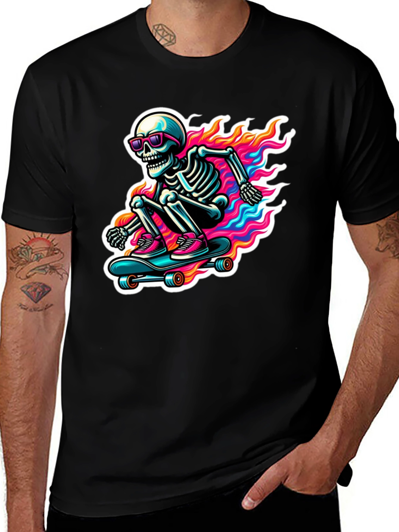 Variant 17 of Cool Skeleton Skateboard T-Shirt