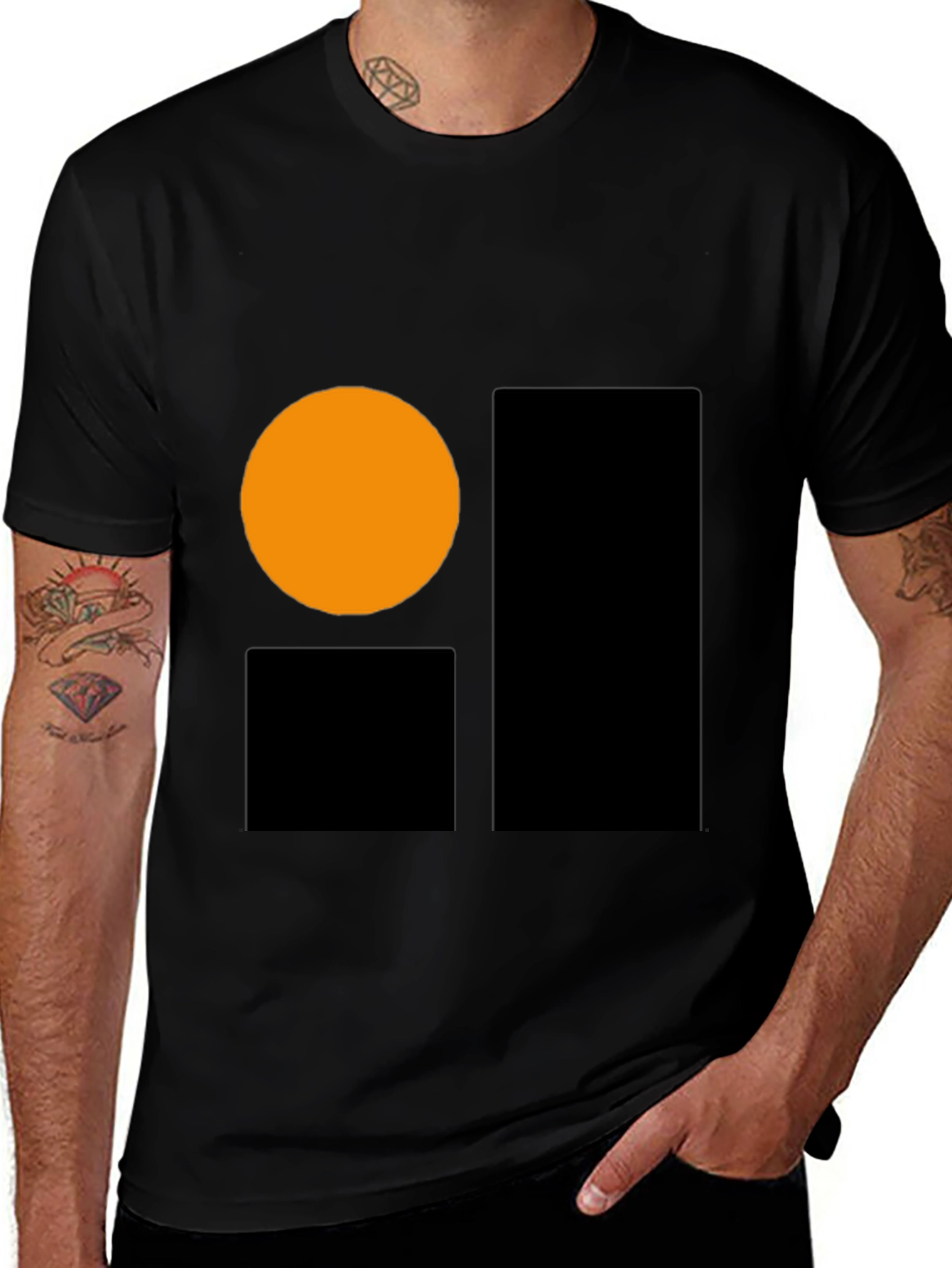 Variant 15 of Modern Geometric Graphic Tee - Black Cotton Blend