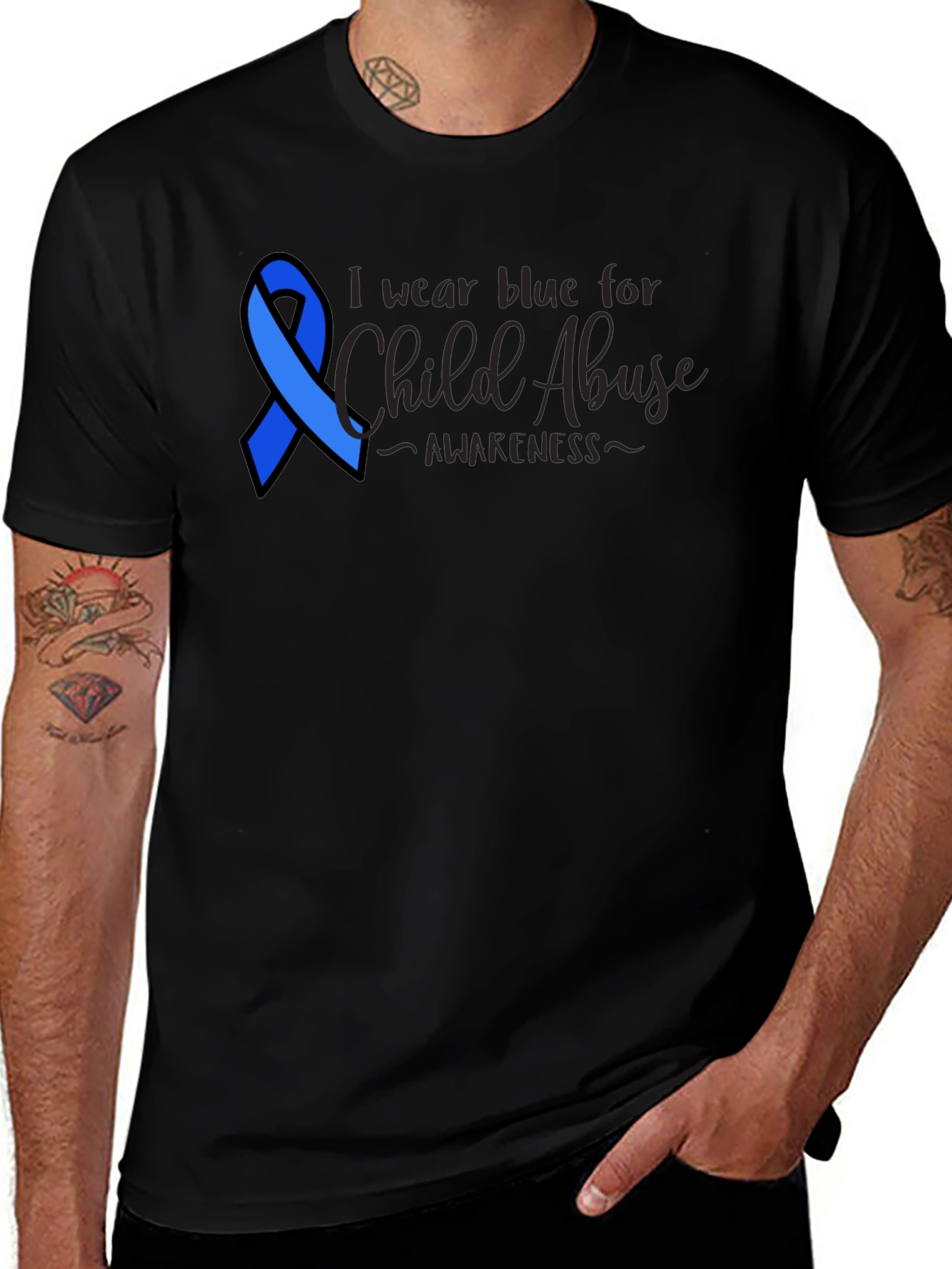 Child Abuse Awareness Blue Ribbon Tee