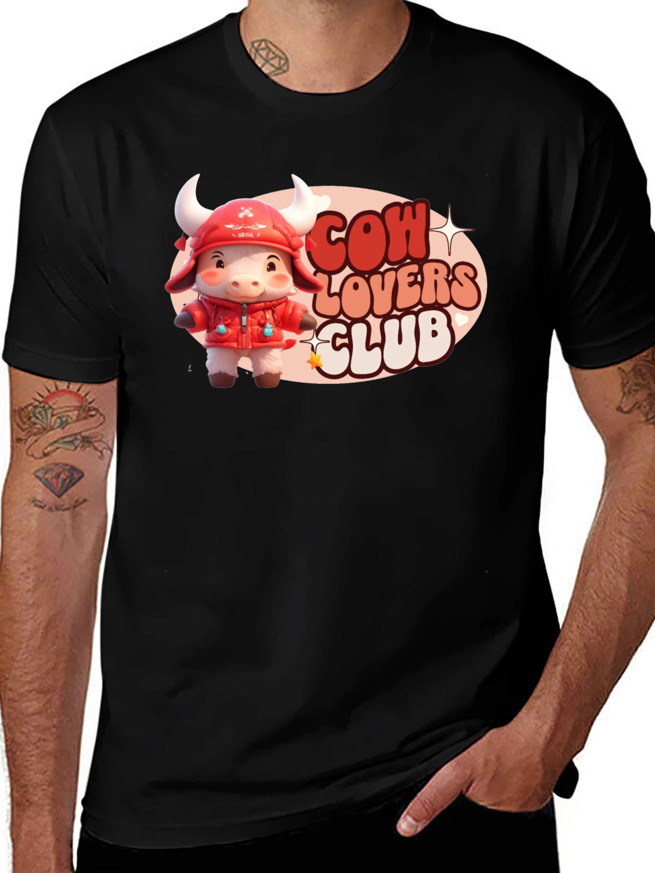 Variant 28 of Cow Lovers Club Black Graphic Tee