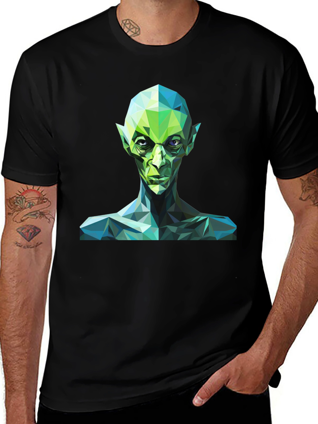Variant 11 of Geometric Alien Graphic Tee - Modern Art Shirt
