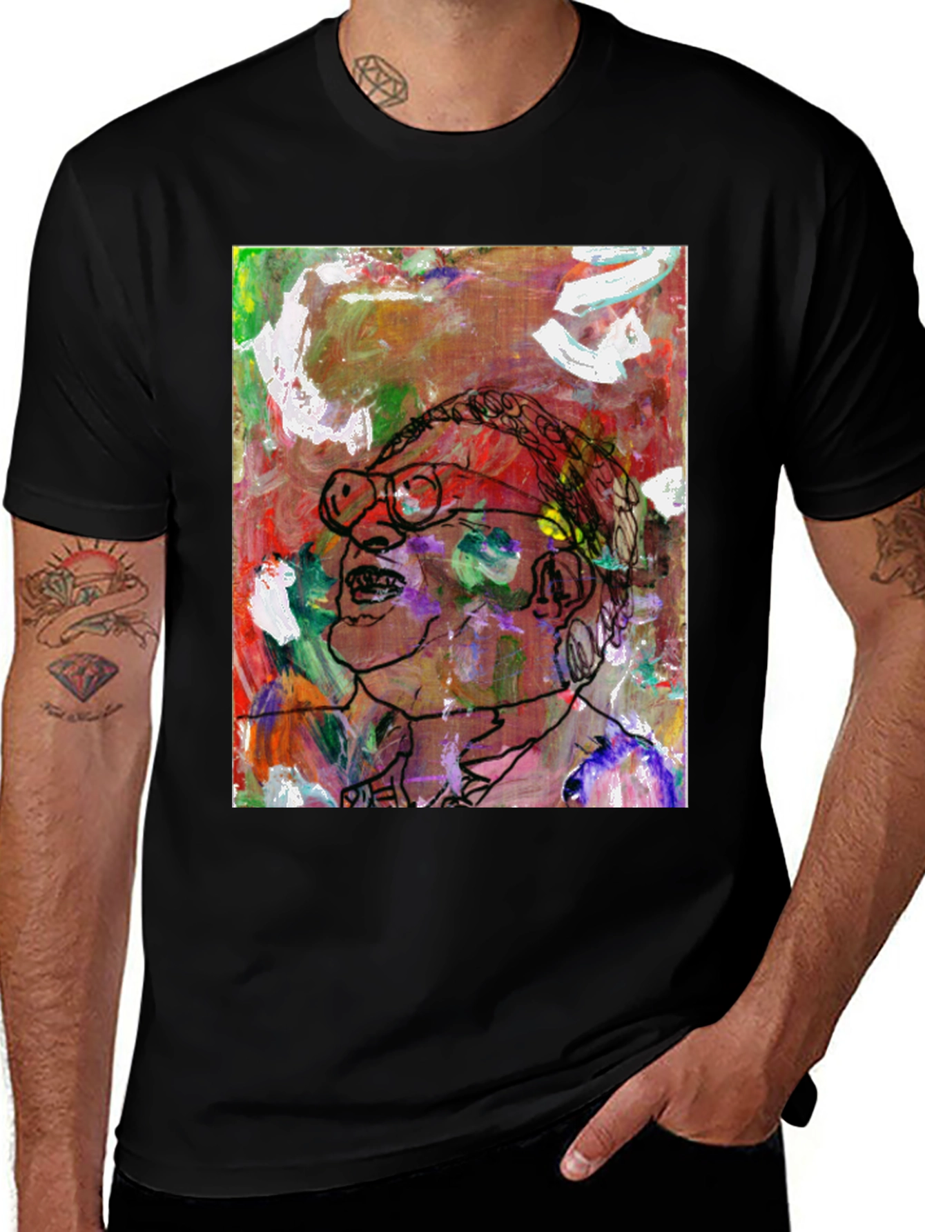 Variant 2 of Abstract Portrait Graphic Tee - Black Unisex T-Shirt