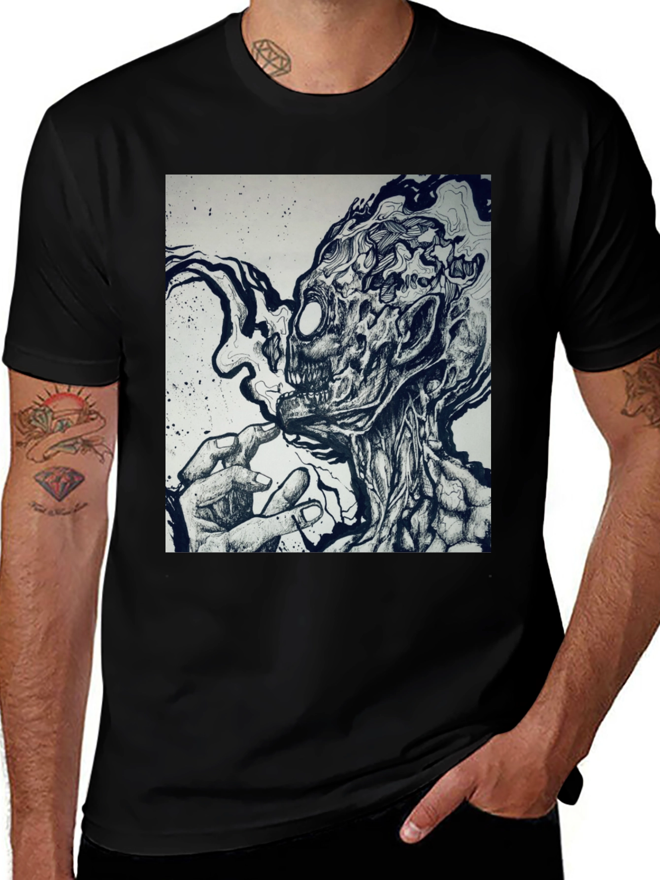 Variant 15 of Creepy Ink Drawing Graphic T-Shirt