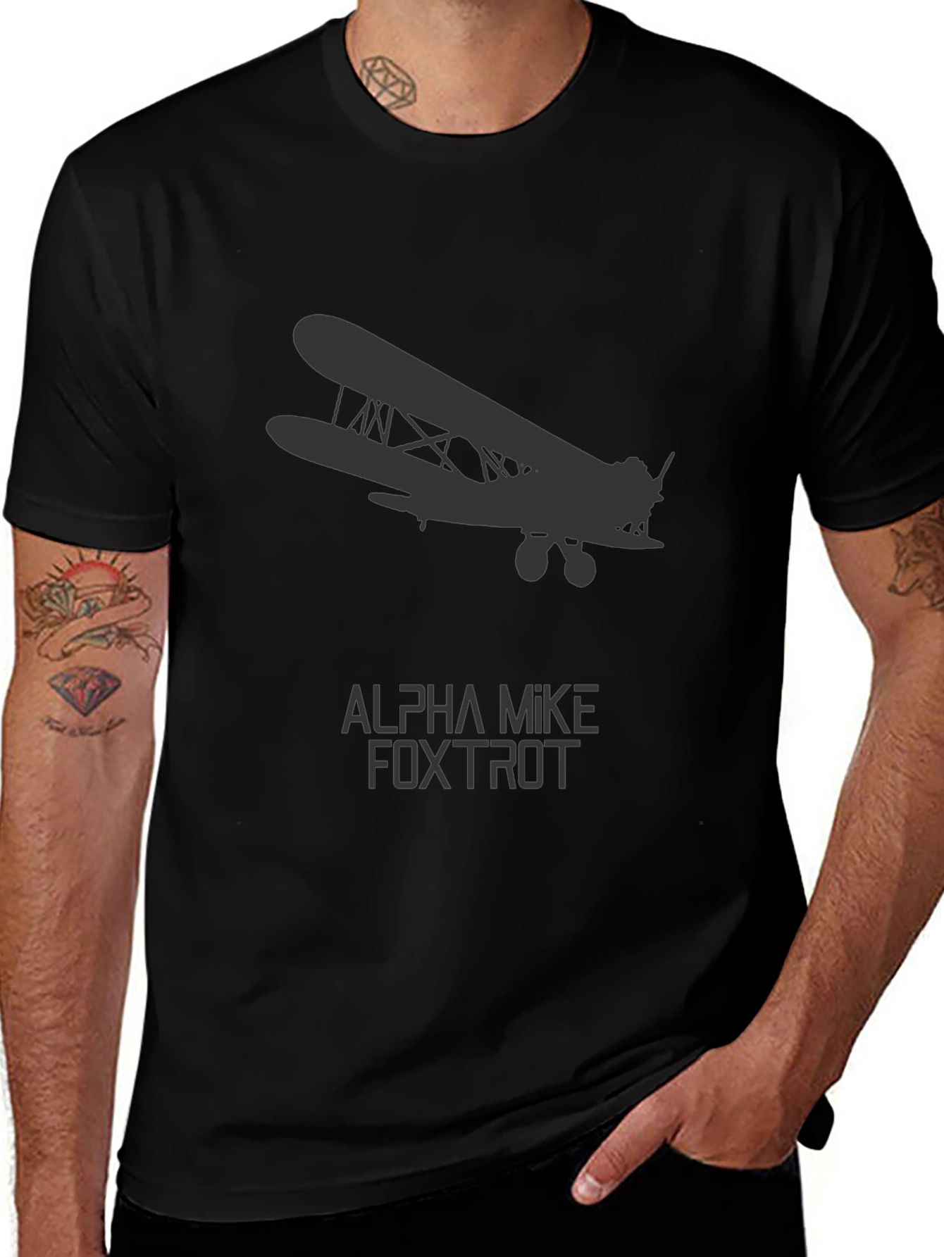 Variant 14 of Alpha Mike Foxtrot Biplane T-Shirt