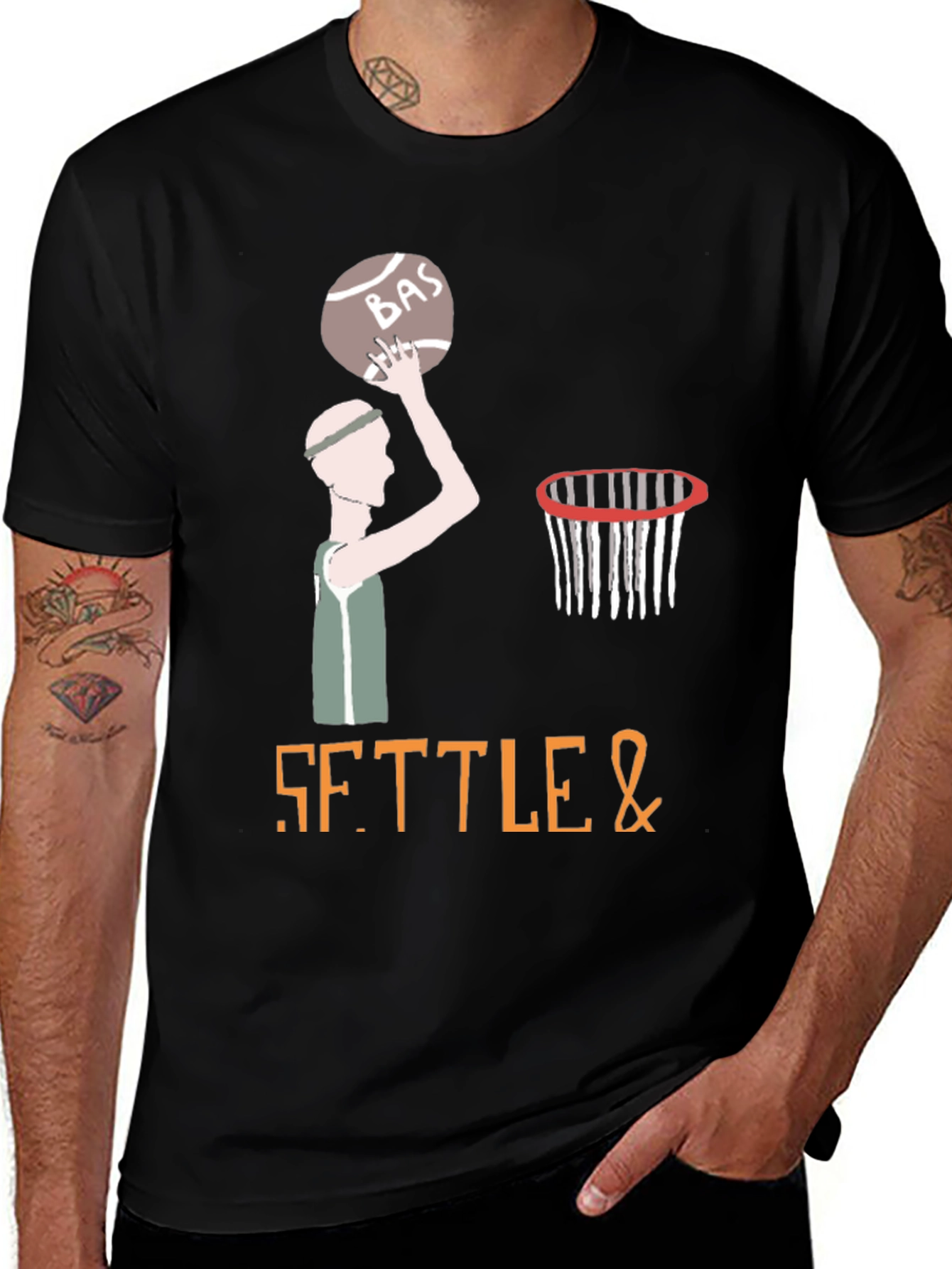 Variant 18 of Settle & Basketball Graphic T-Shirt