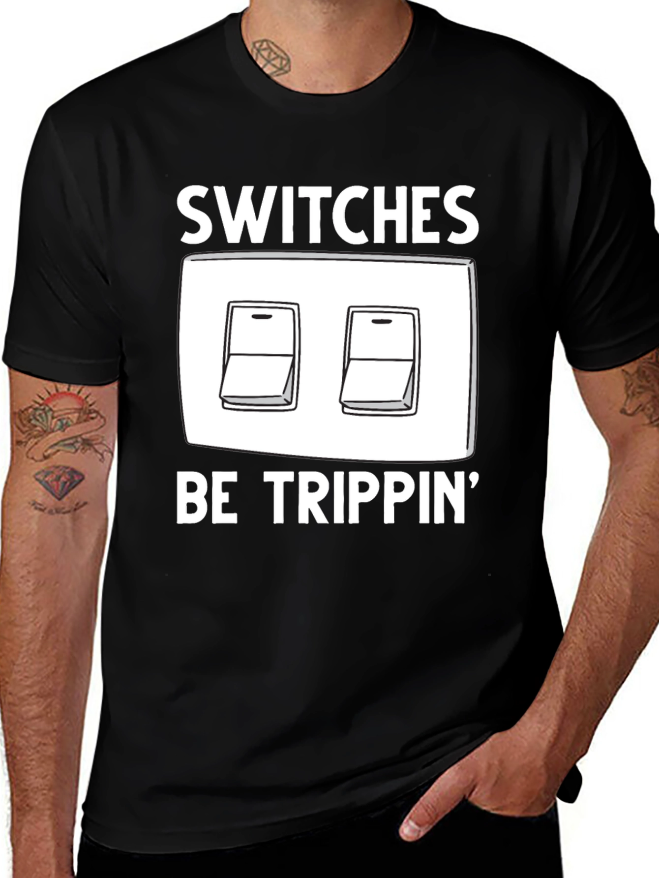 Black Switches Be Trippin' Graphic T-Shirt main image
