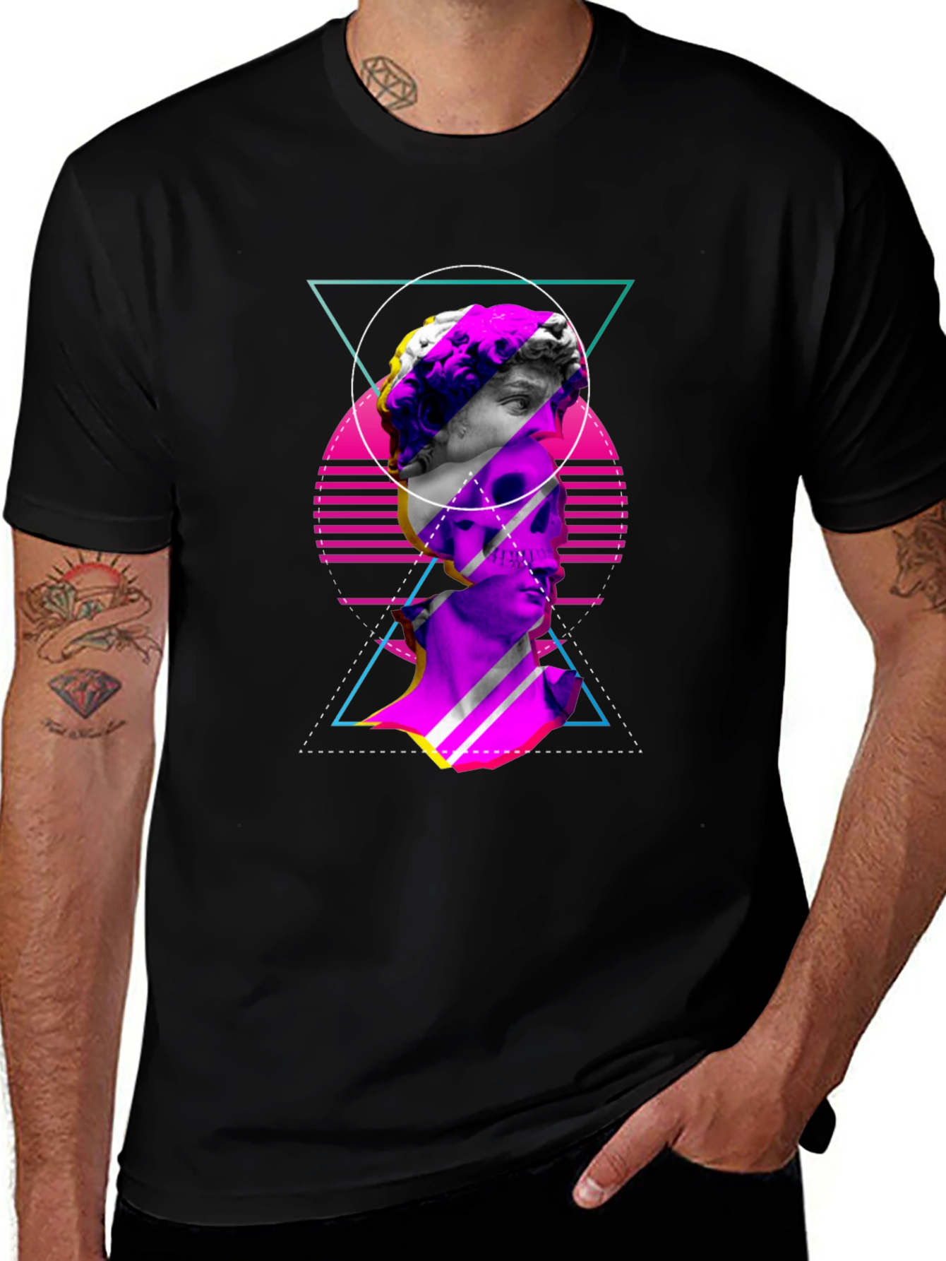 Variant 7 of Vaporwave Statue Graphic Tee - Edgy Men's T-Shirt
