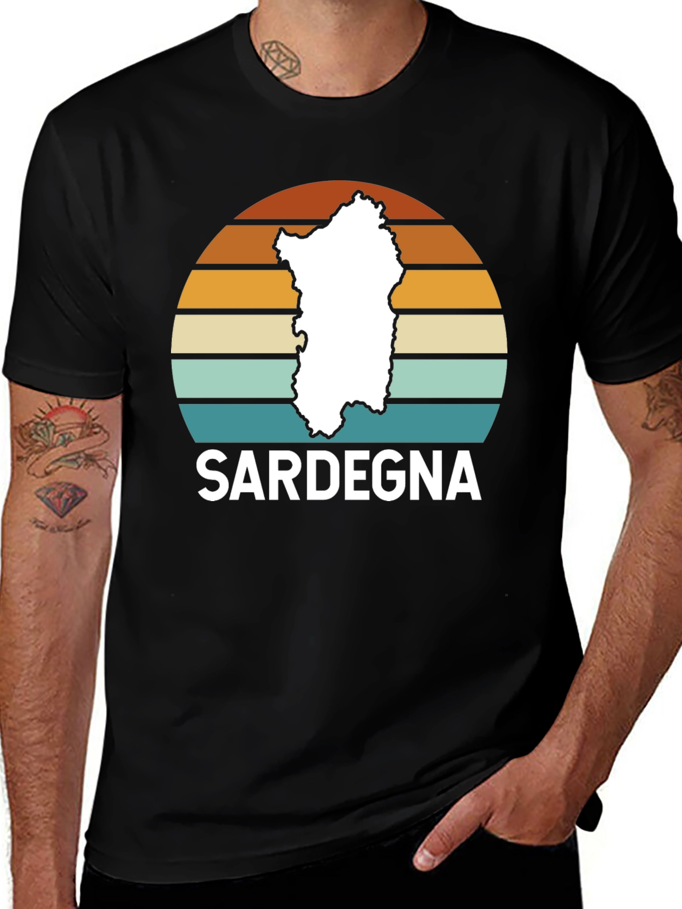 Sardegna Sunset T-Shirt Italy Sardinia Map Tee