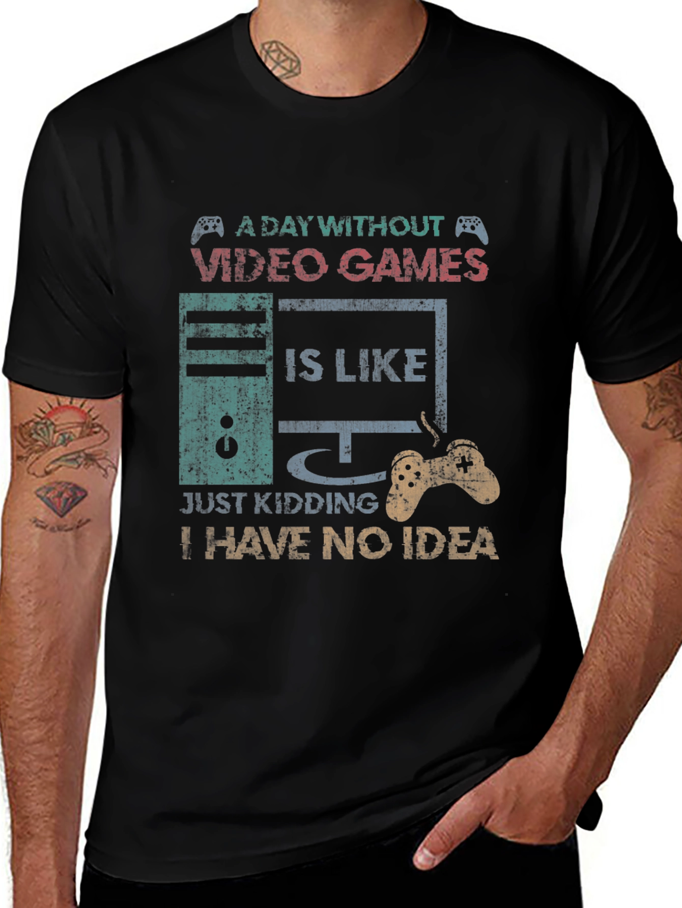 Variant 20 of Funny Gamer T-Shirt - A Day Without Video Games