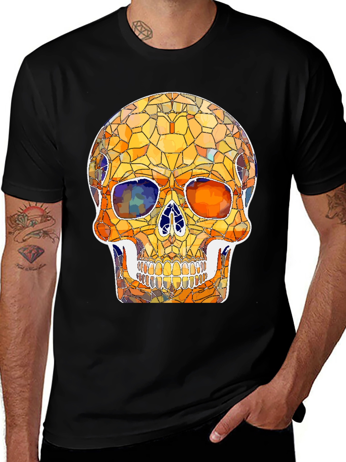 Variant 10 of Mosaic Skull Graphic Tee - Unique Design