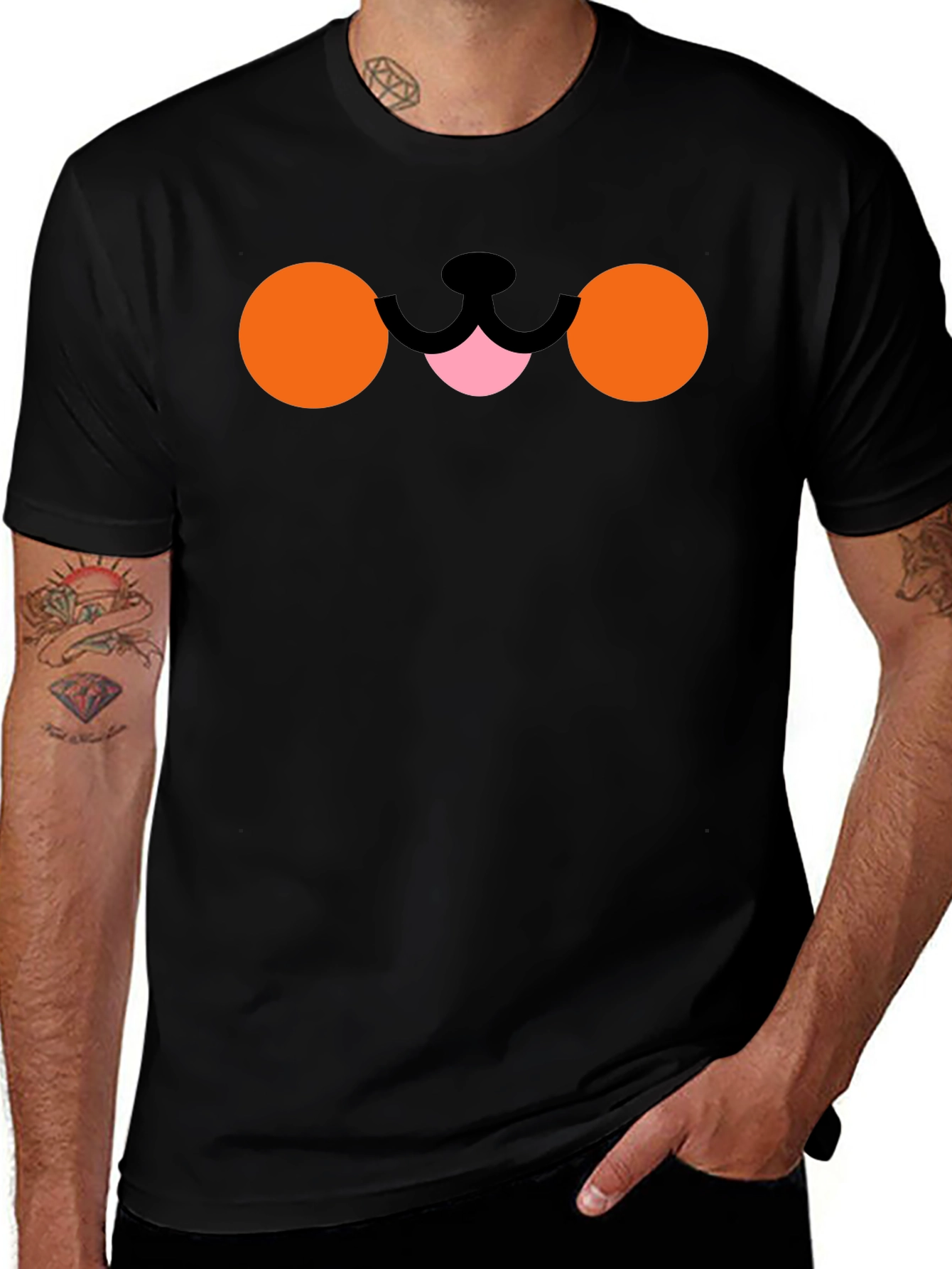 Variant 20 of Cute Cartoon Animal Face Black T-Shirt