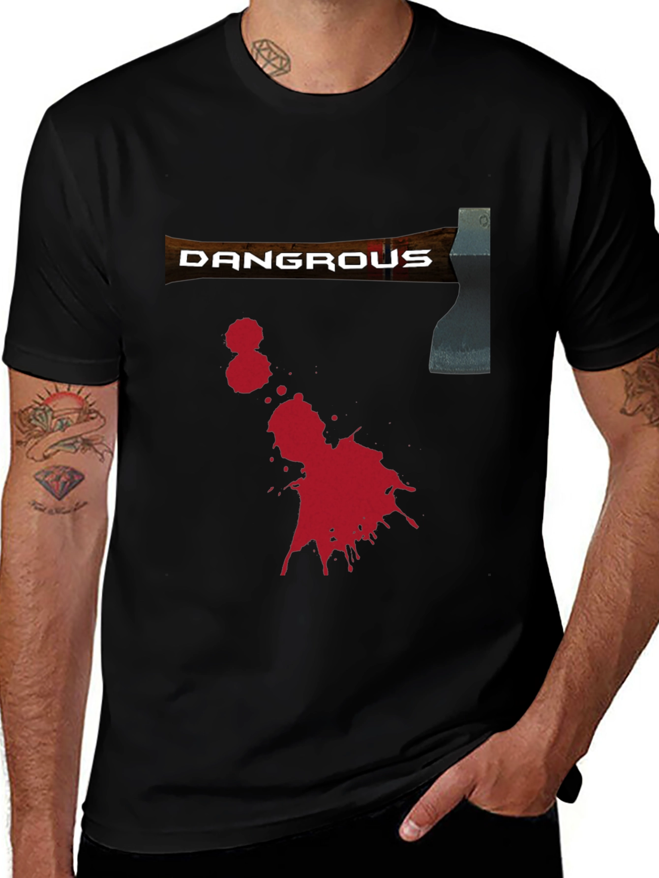 Variant 17 of Dangerous Axe Graphic Tee - Black Novelty Shirt