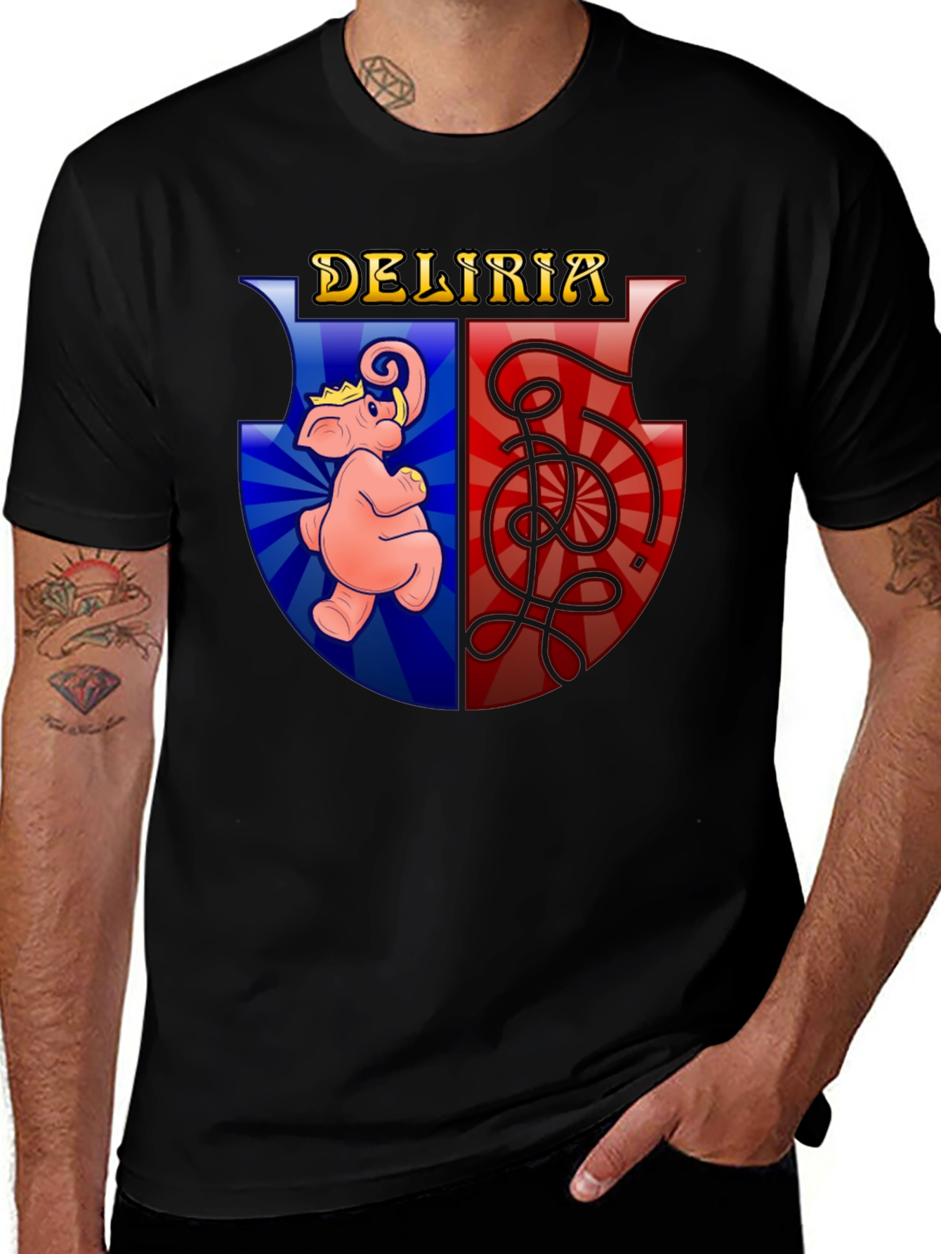 Deliria T-Shirt: Unique Graphic Print Black Tee