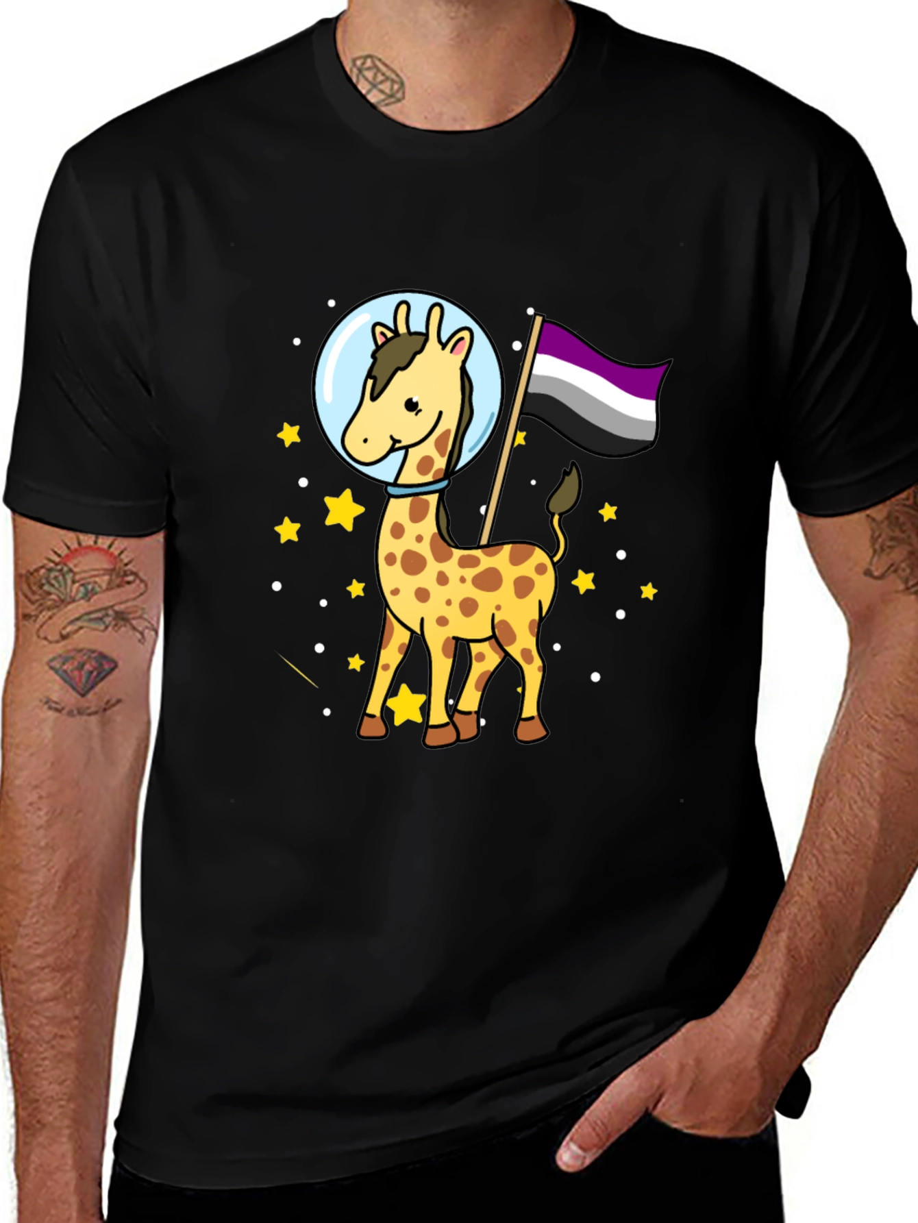 Asexual Giraffe Astronaut Graphic Tee